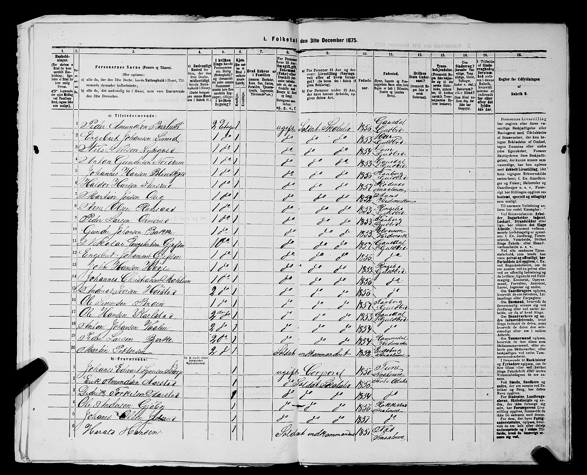 RA, 1875 census for 0101P Fredrikshald, 1875, p. 222