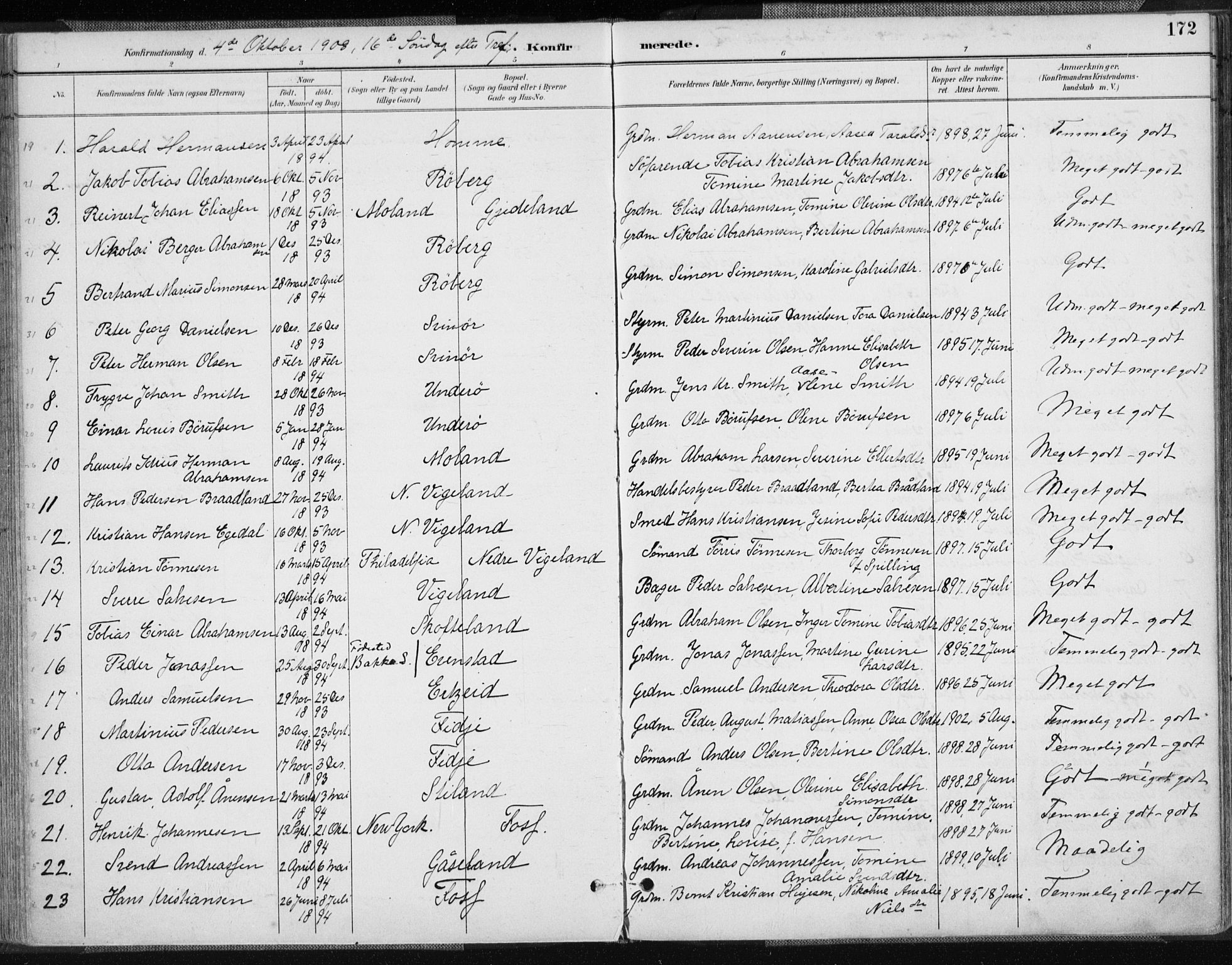 Sør-Audnedal sokneprestkontor, AV/SAK-1111-0039/F/Fa/Fab/L0010: Parish register (official) no. A 10, 1892-1913, p. 173