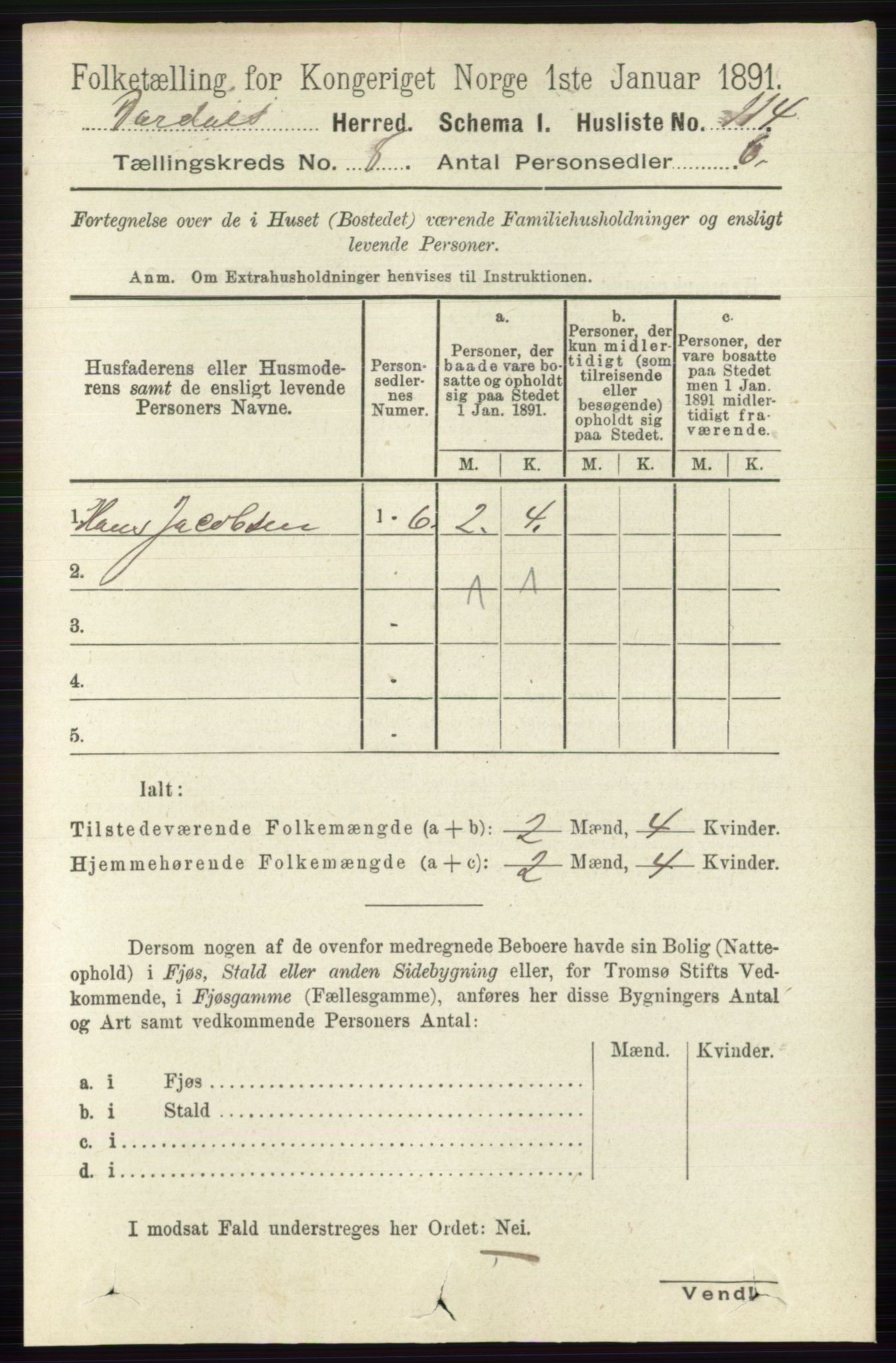 RA, 1891 census for 0527 Vardal, 1891, p. 3684