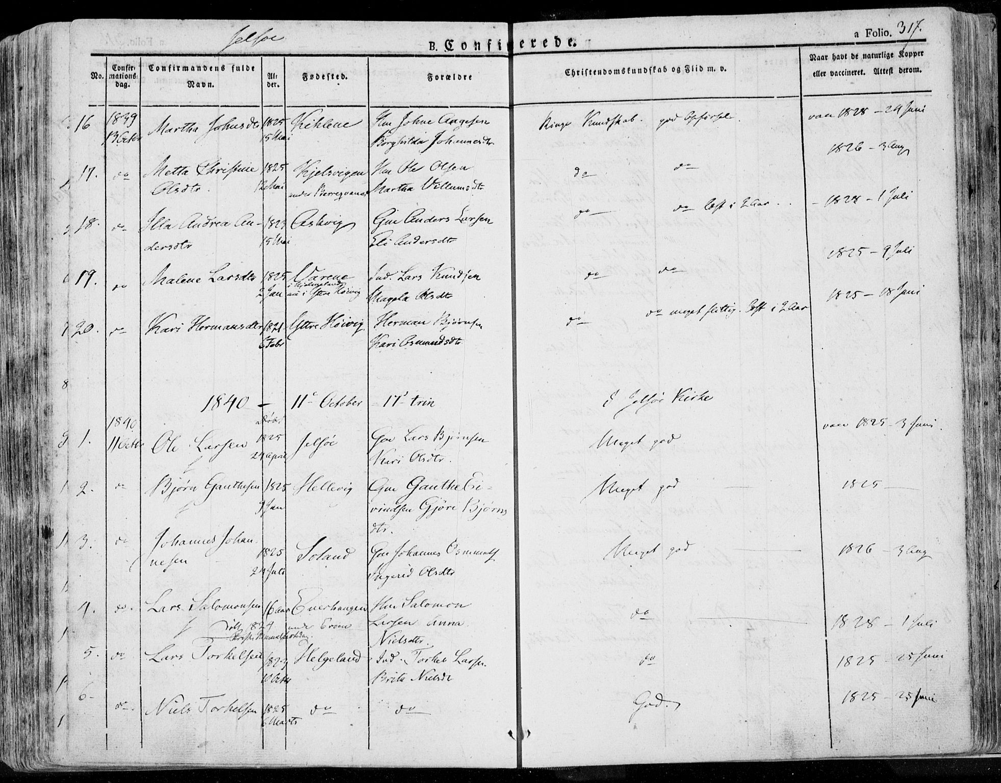 Jelsa sokneprestkontor, SAST/A-101842/01/IV: Parish register (official) no. A 6.1, 1828-1853, p. 317