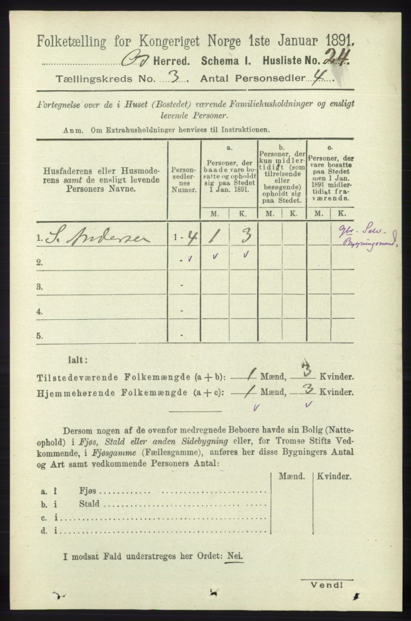 RA, 1891 census for 1243 Os, 1891, p. 882