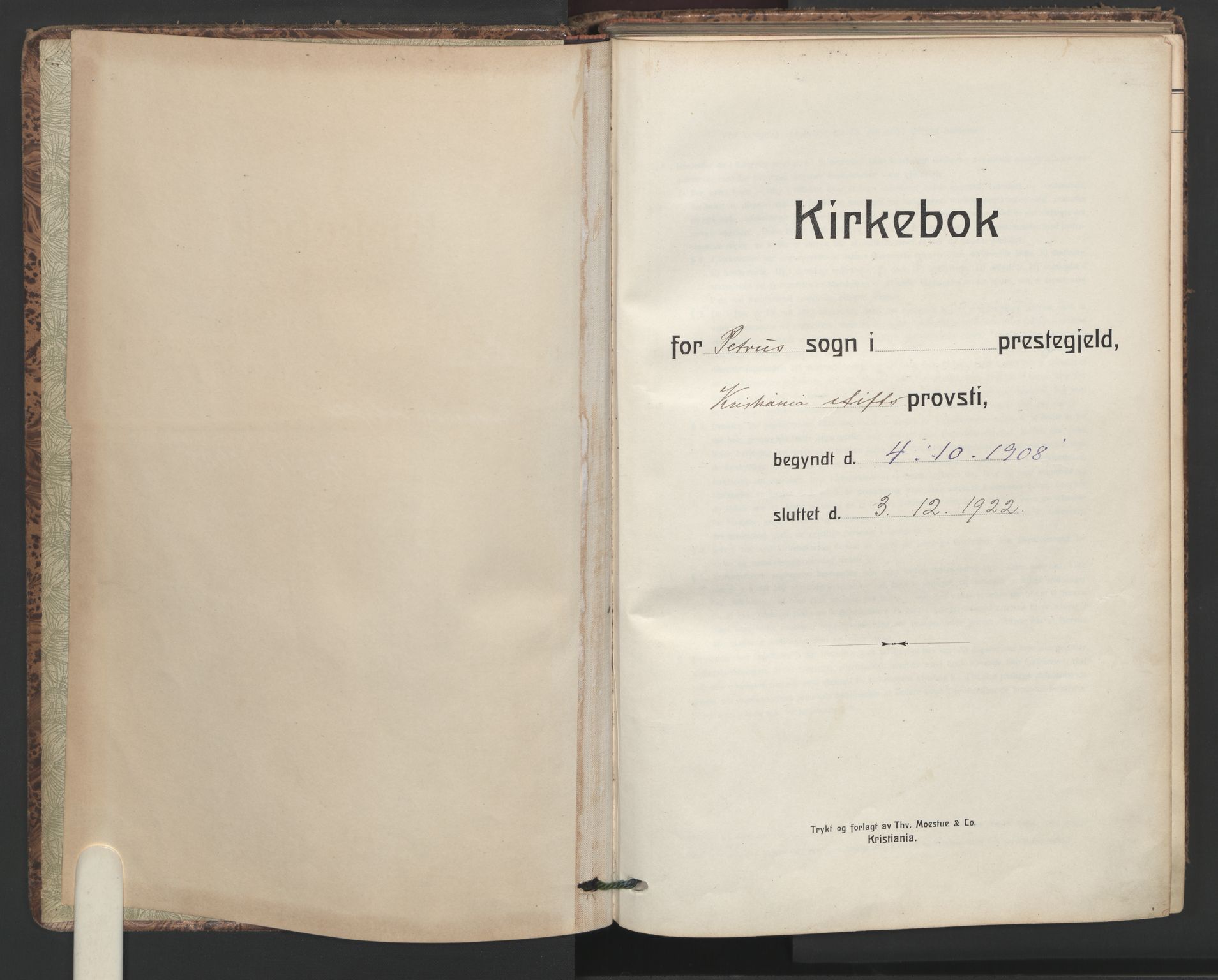 Petrus prestekontor Kirkebøker, SAO/A-10872/F/Fa/L0011: Parish register (official) no. 11, 1908-1922