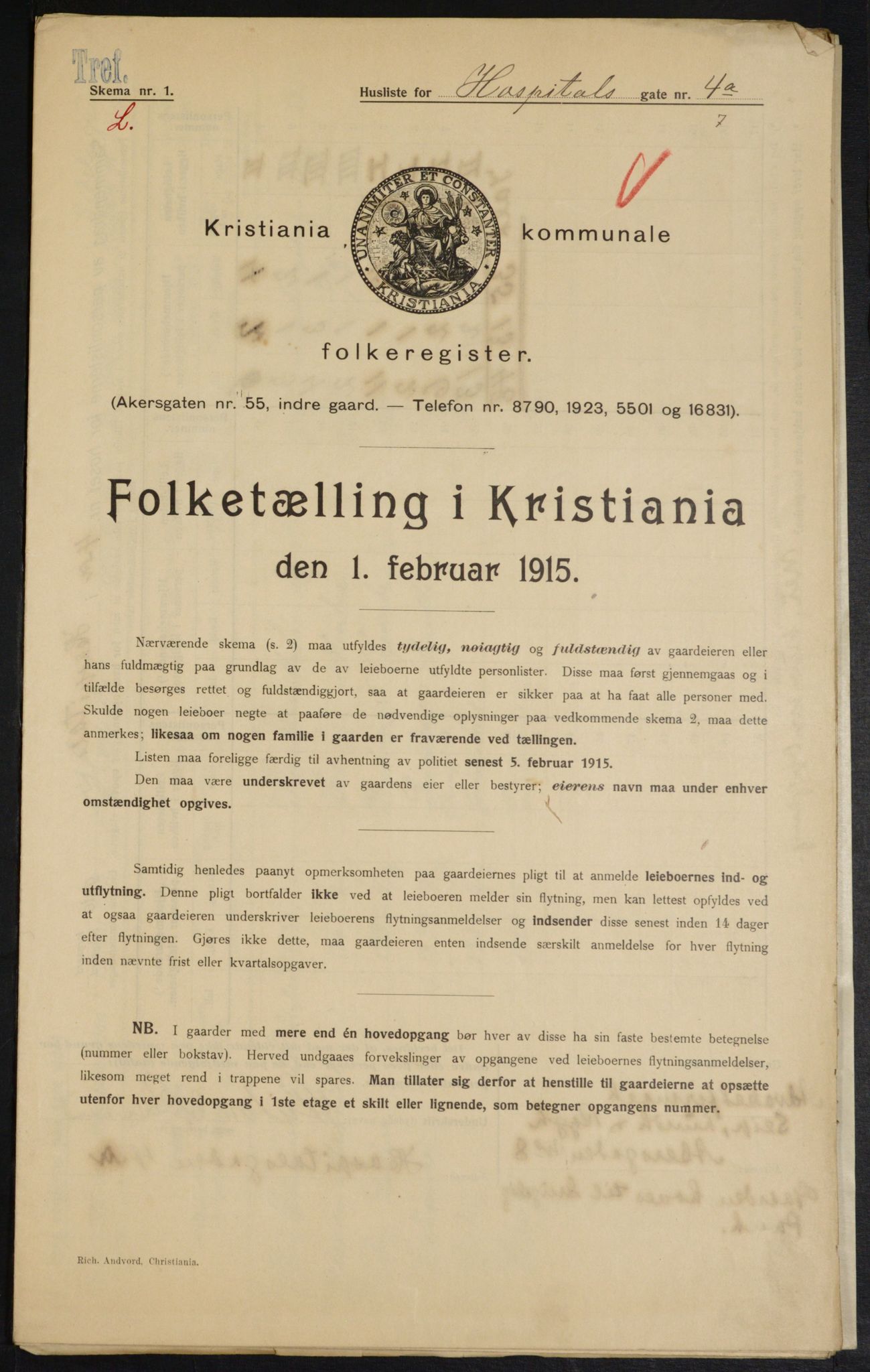 OBA, Municipal Census 1915 for Kristiania, 1915, p. 41005