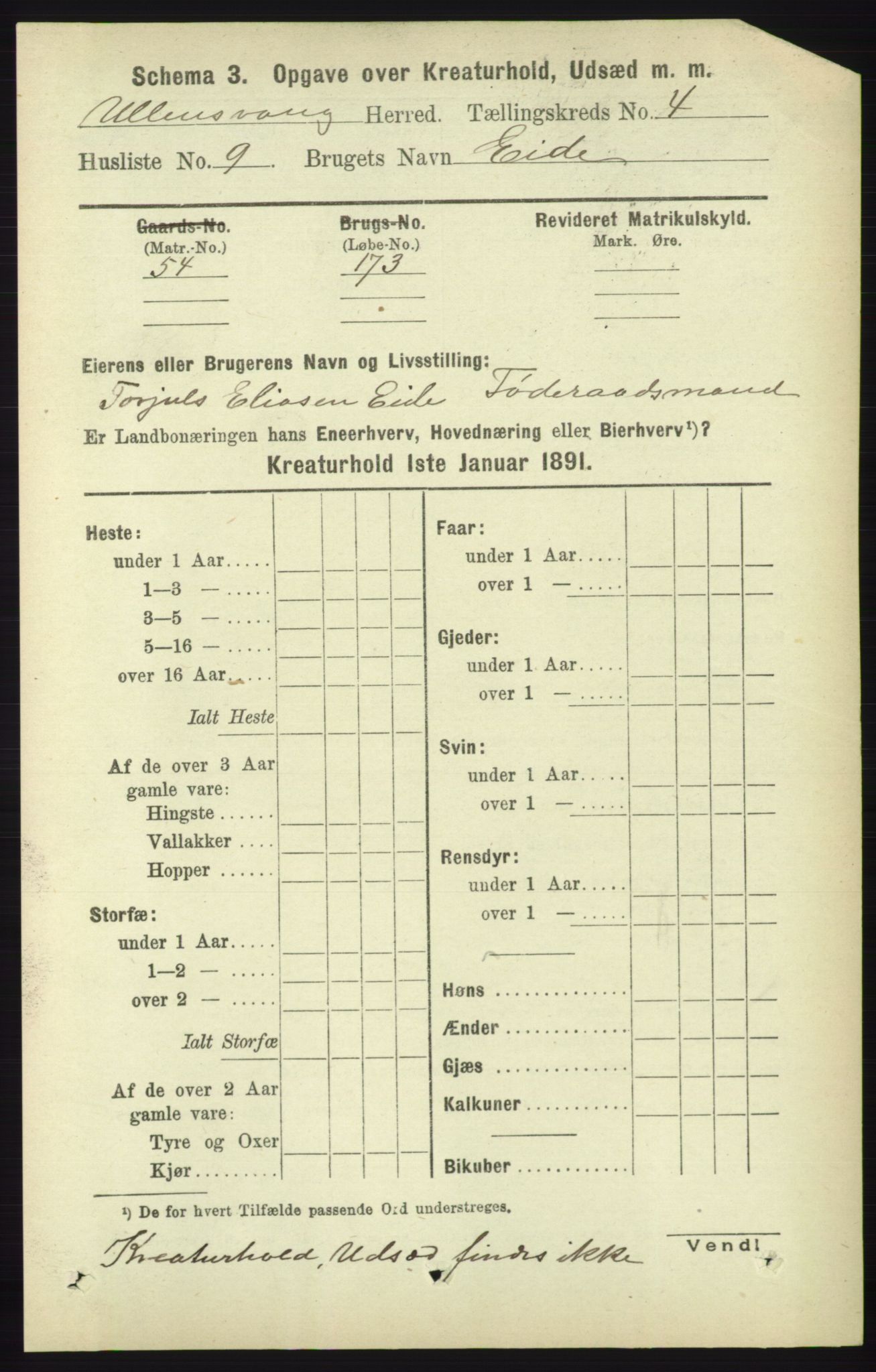 RA, 1891 census for 1230 Ullensvang, 1891, p. 6922