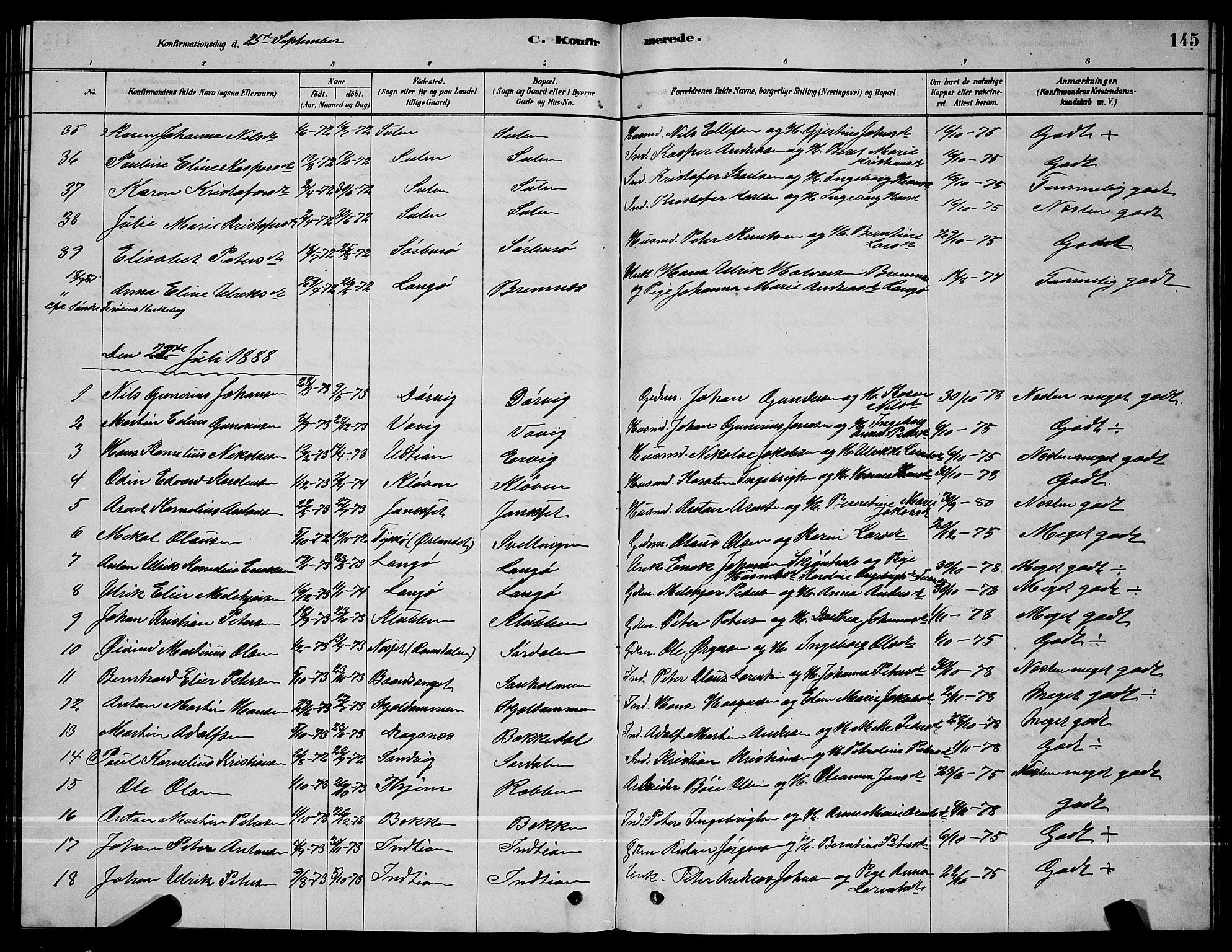 Ministerialprotokoller, klokkerbøker og fødselsregistre - Sør-Trøndelag, SAT/A-1456/640/L0585: Parish register (copy) no. 640C03, 1878-1891, p. 145