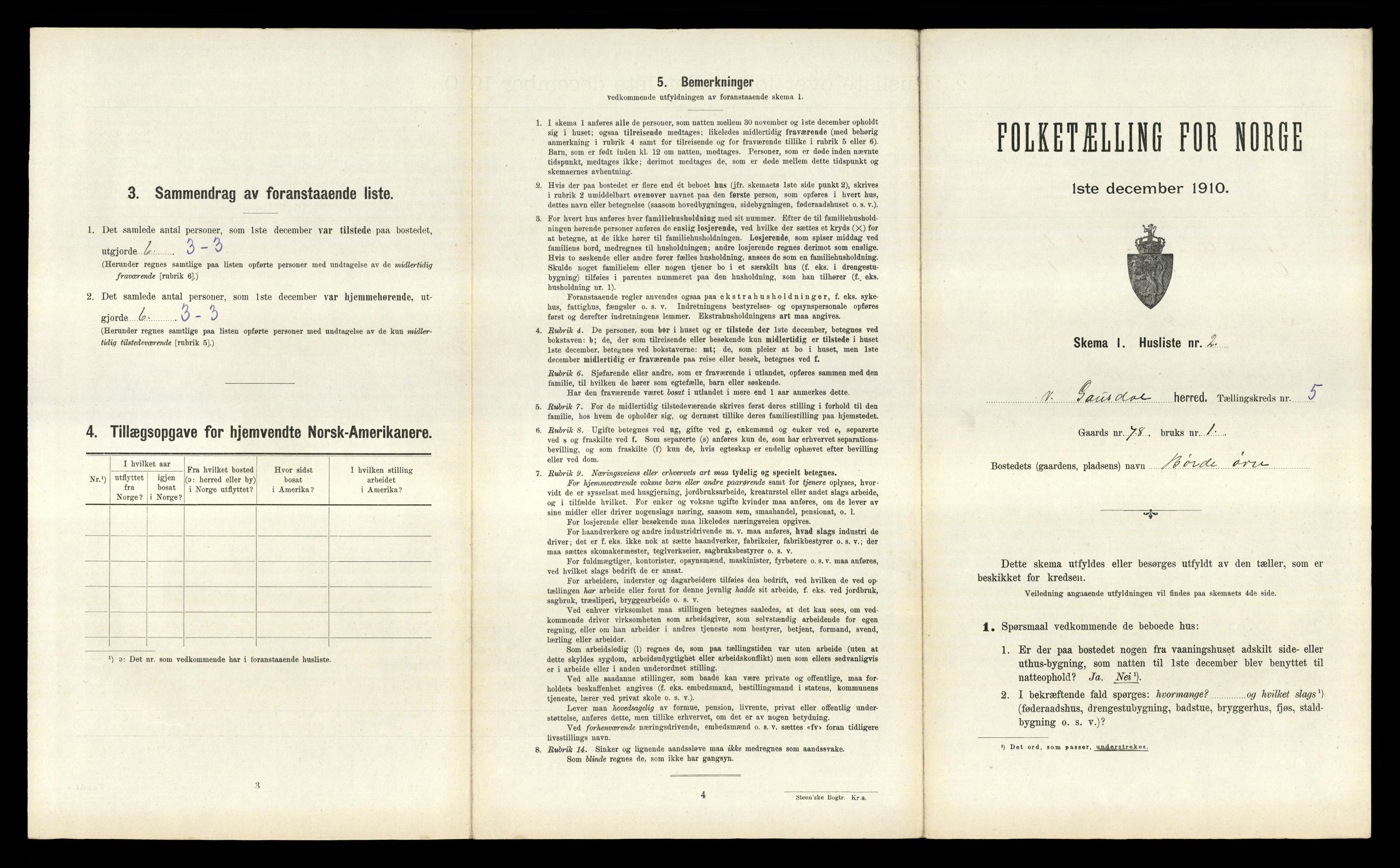 RA, 1910 census for Vestre Gausdal, 1910, p. 641