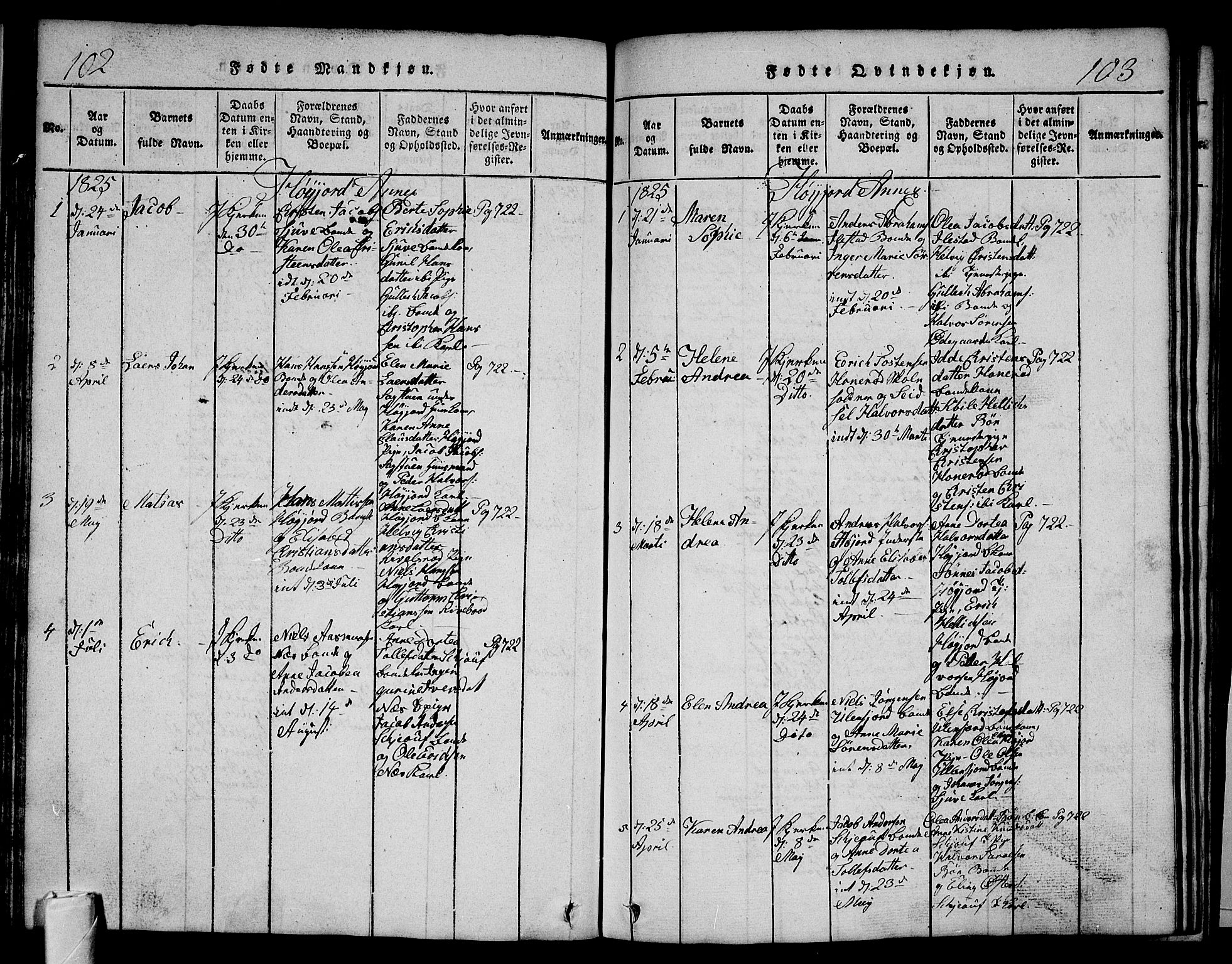 Andebu kirkebøker, SAKO/A-336/G/Ga/L0002: Parish register (copy) no. I 2 /2, 1823-1832, p. 102-103