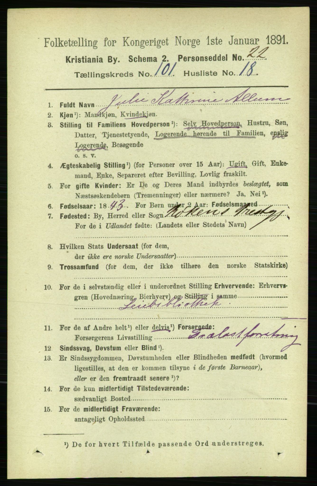 RA, 1891 census for 0301 Kristiania, 1891, p. 50458