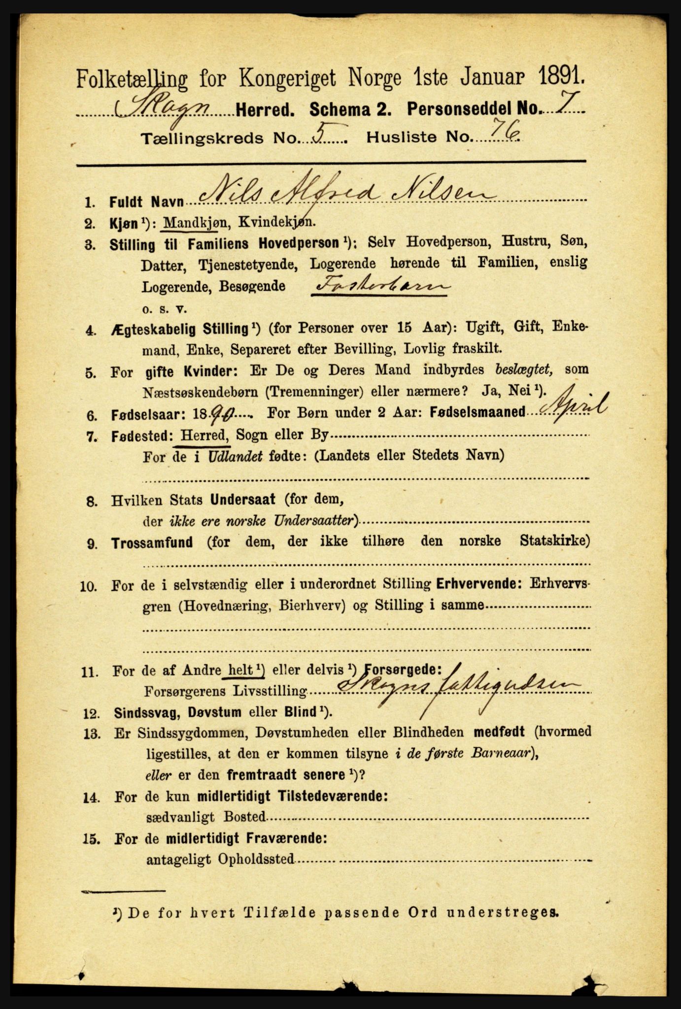 RA, 1891 census for 1719 Skogn, 1891, p. 3344