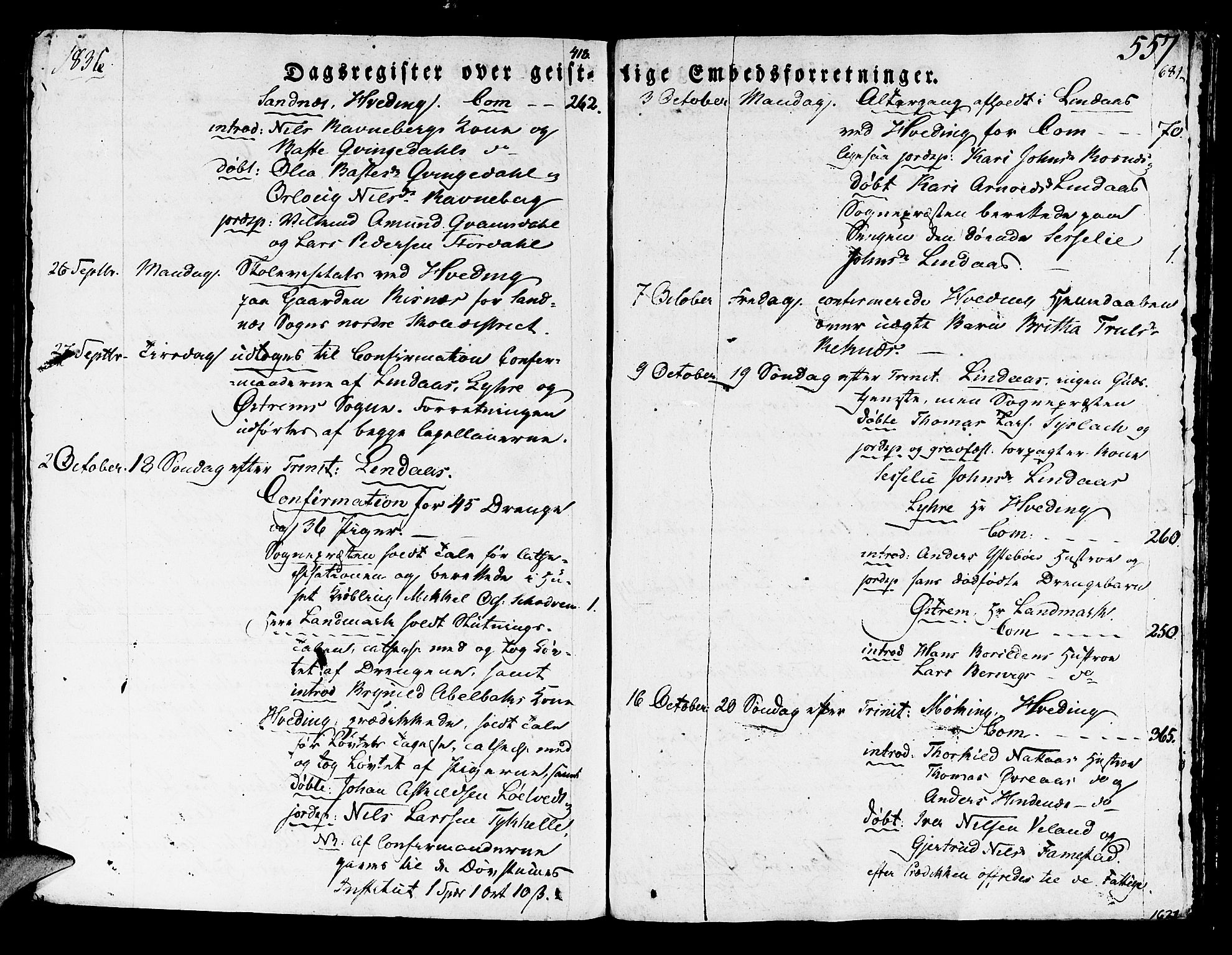 Lindås Sokneprestembete, SAB/A-76701/H/Haa: Parish register (official) no. A 8, 1823-1836, p. 557