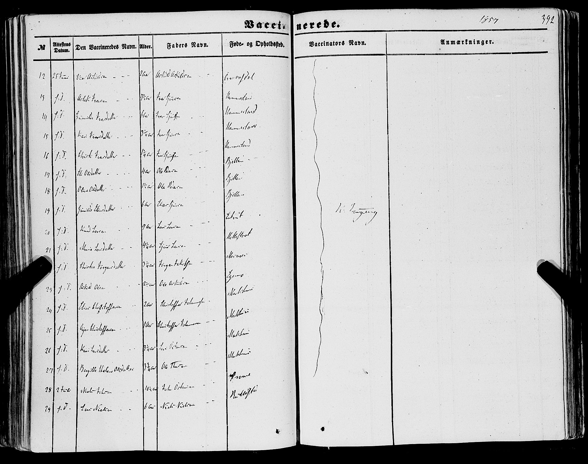 Skånevik sokneprestembete, SAB/A-77801/H/Haa: Parish register (official) no. A 5II, 1848-1869, p. 392
