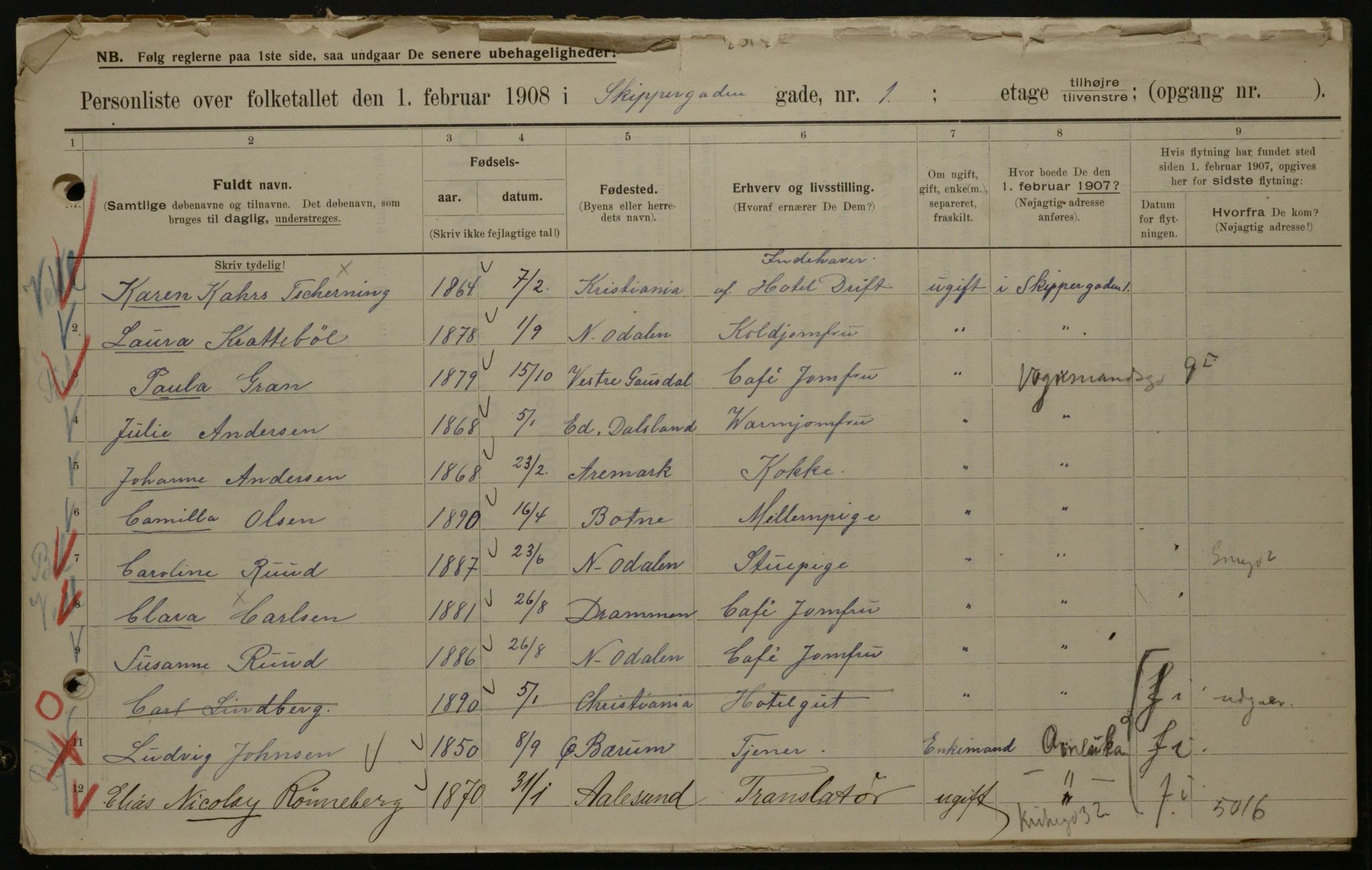 OBA, Municipal Census 1908 for Kristiania, 1908, p. 85920