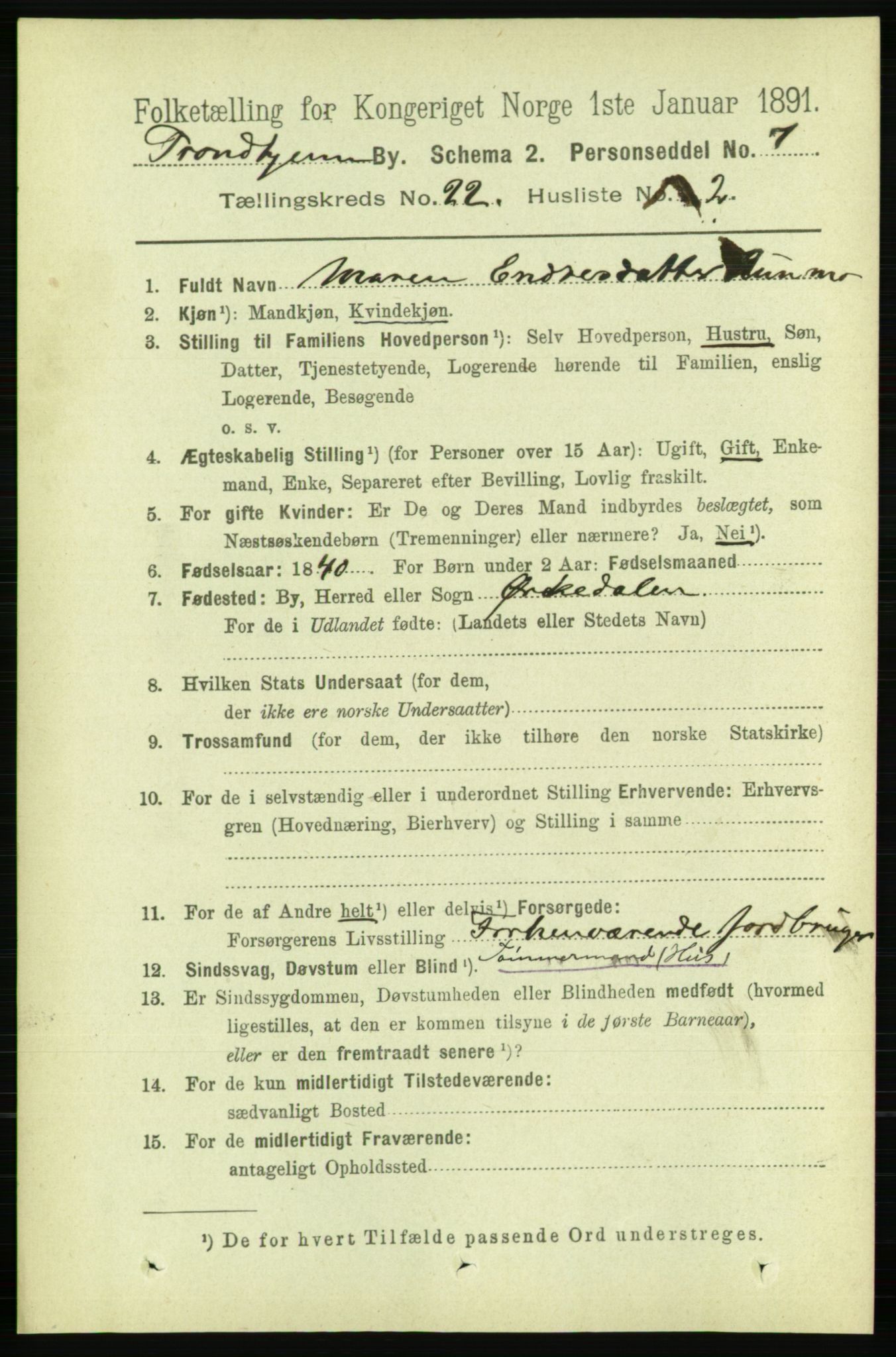 RA, 1891 census for 1601 Trondheim, 1891, p. 16552