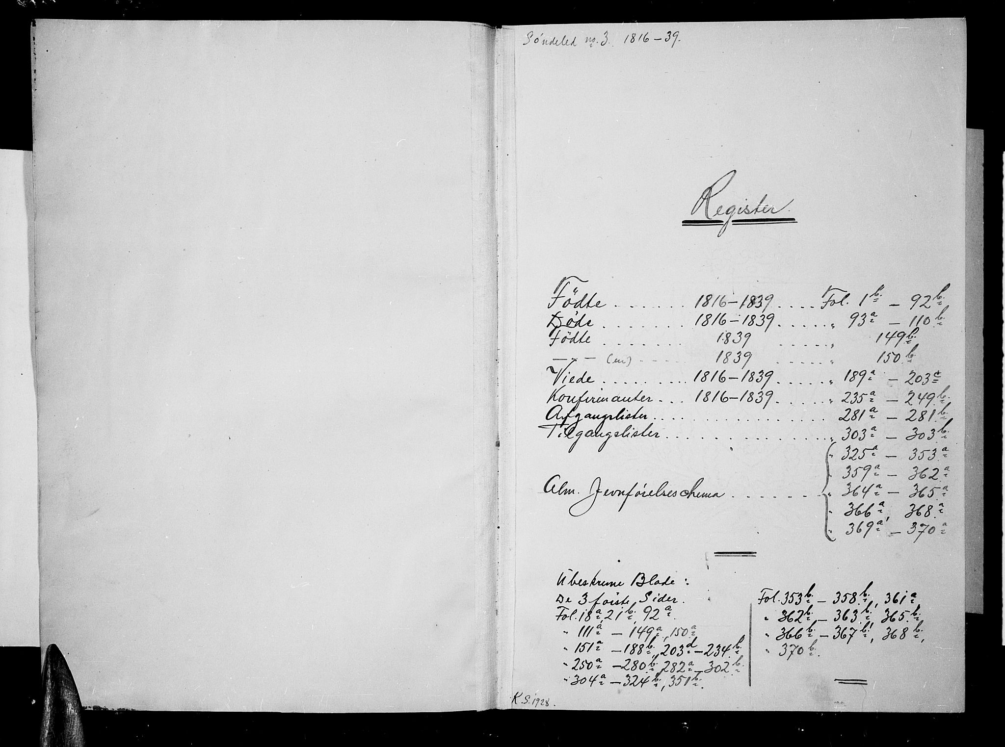 Søndeled sokneprestkontor, SAK/1111-0038/F/Fb/L0002: Parish register (copy) no. B 2, 1816-1839