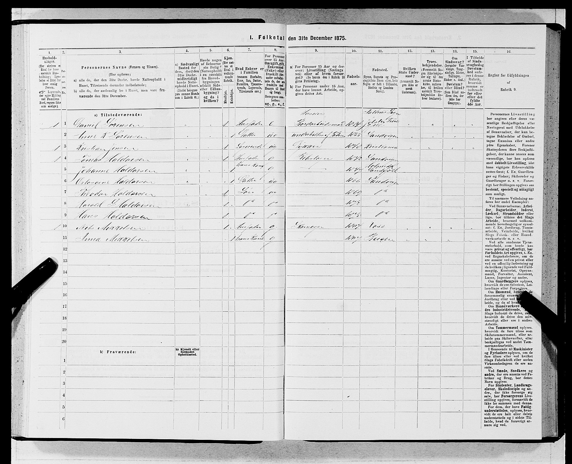 SAB, 1875 census for 1281L Bergen landdistrikt/Domkirken and Sandviken, 1875, p. 174