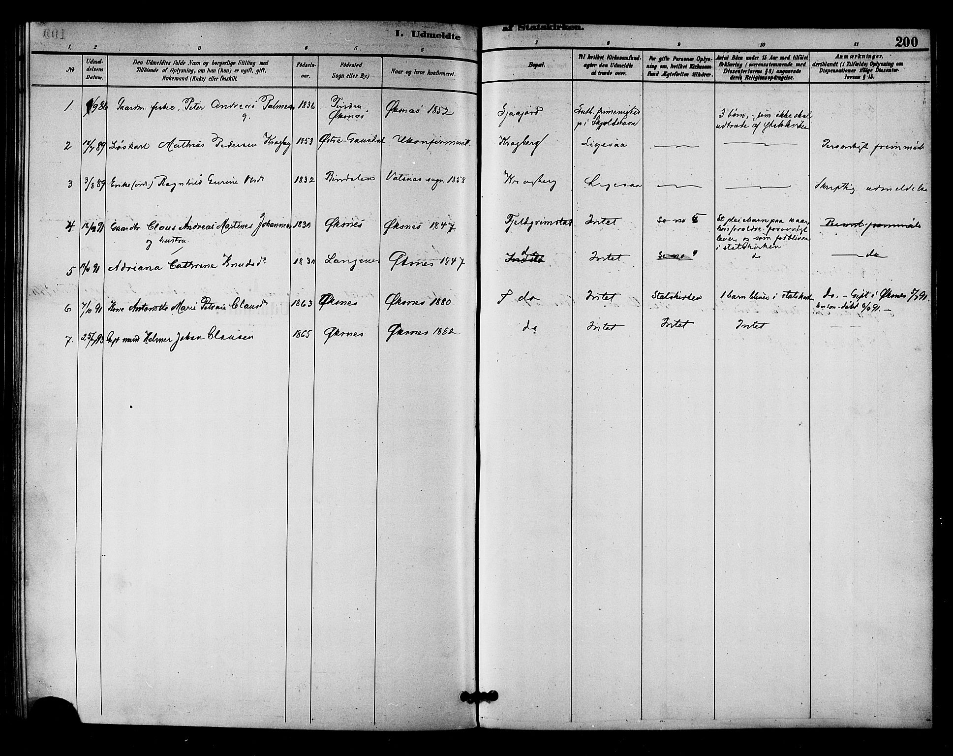 Ministerialprotokoller, klokkerbøker og fødselsregistre - Nordland, AV/SAT-A-1459/893/L1337: Parish register (official) no. 893A09, 1885-1893, p. 200