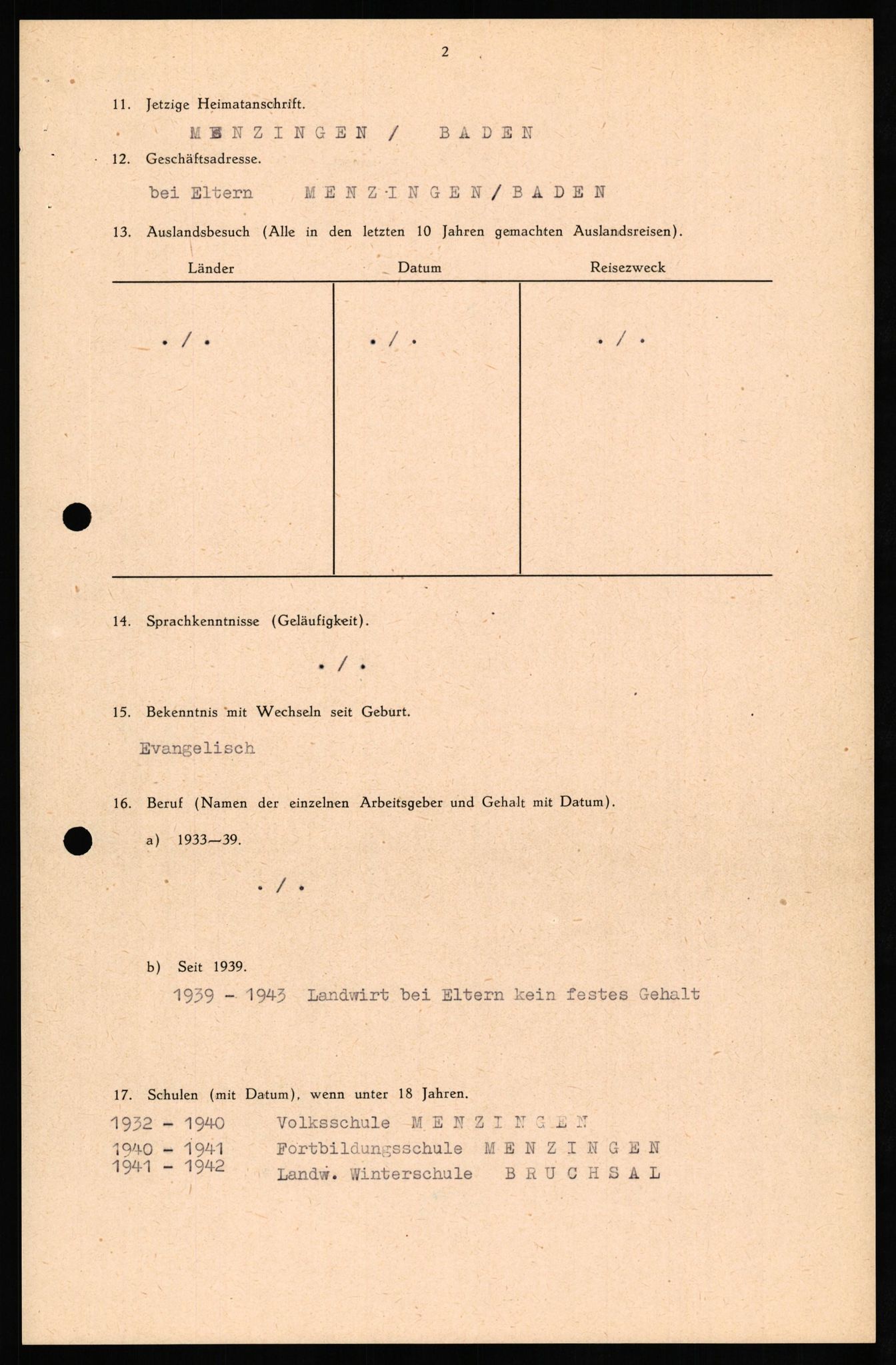 Forsvaret, Forsvarets overkommando II, AV/RA-RAFA-3915/D/Db/L0027: CI Questionaires. Tyske okkupasjonsstyrker i Norge. Tyskere., 1945-1946, p. 396