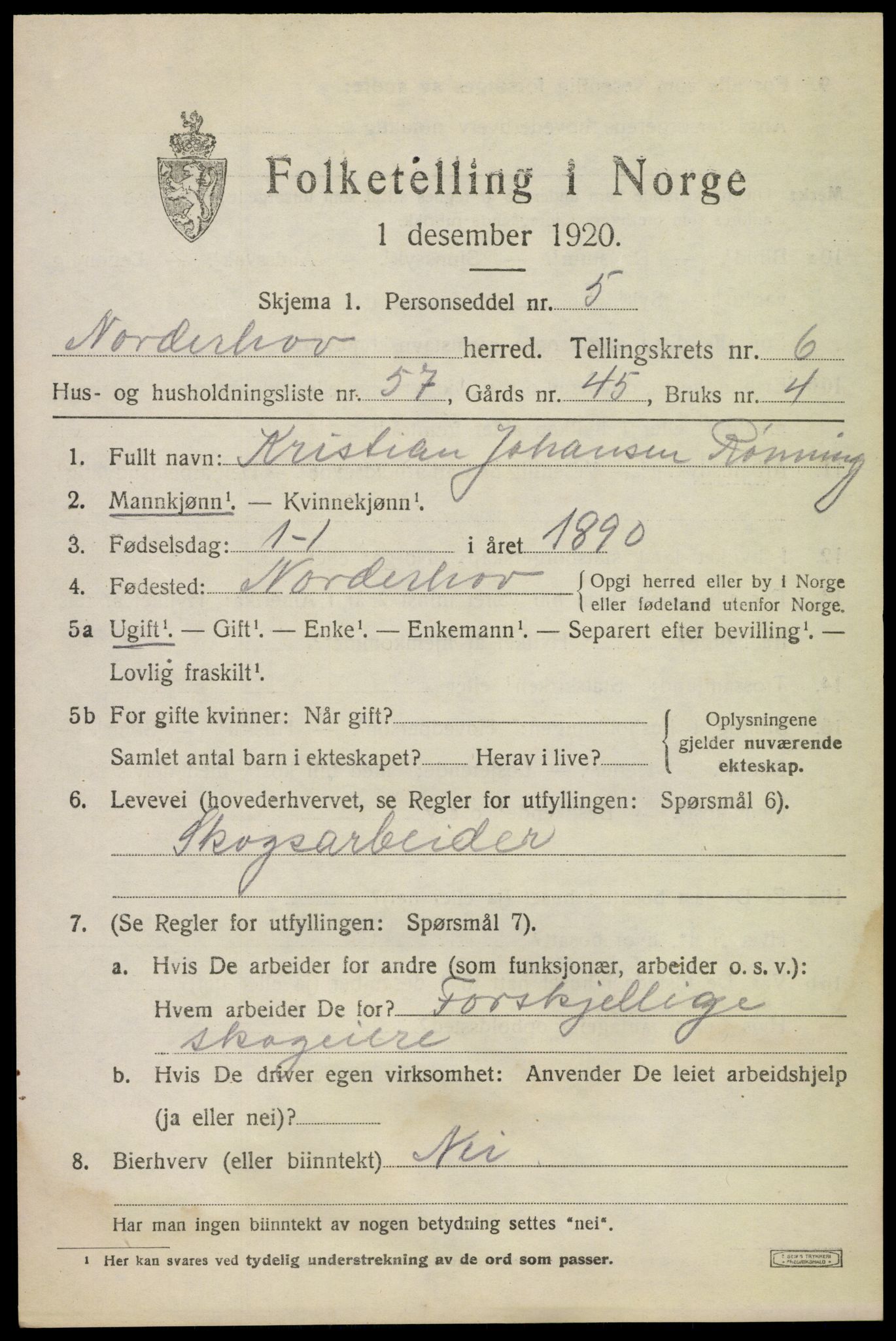 SAKO, 1920 census for Norderhov, 1920, p. 9321