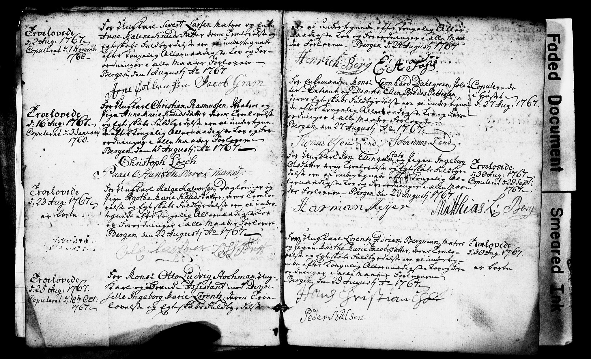 Domkirken sokneprestembete, AV/SAB-A-74801: Best man's statements no. II.5.1, 1767-1792, p. 3