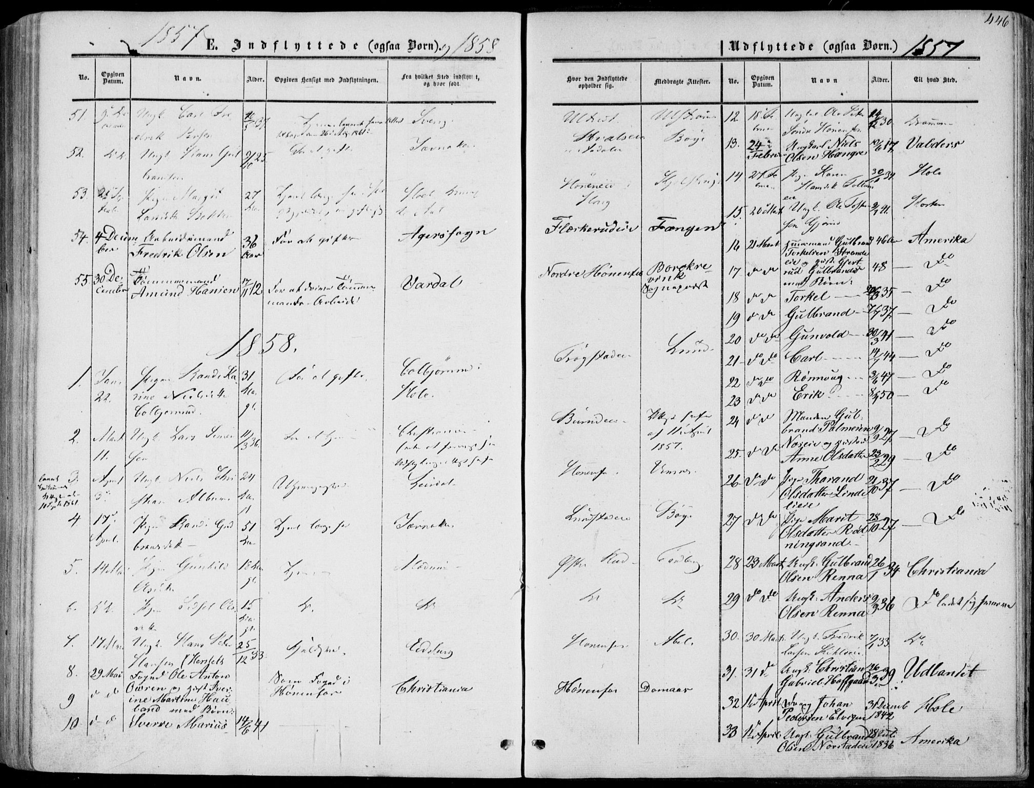 Norderhov kirkebøker, AV/SAKO-A-237/F/Fa/L0012: Parish register (official) no. 12, 1856-1865, p. 446