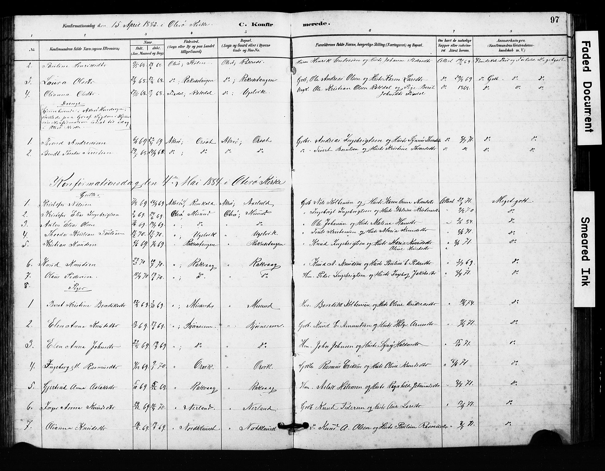 Ministerialprotokoller, klokkerbøker og fødselsregistre - Møre og Romsdal, SAT/A-1454/563/L0737: Parish register (copy) no. 563C01, 1878-1916, p. 97