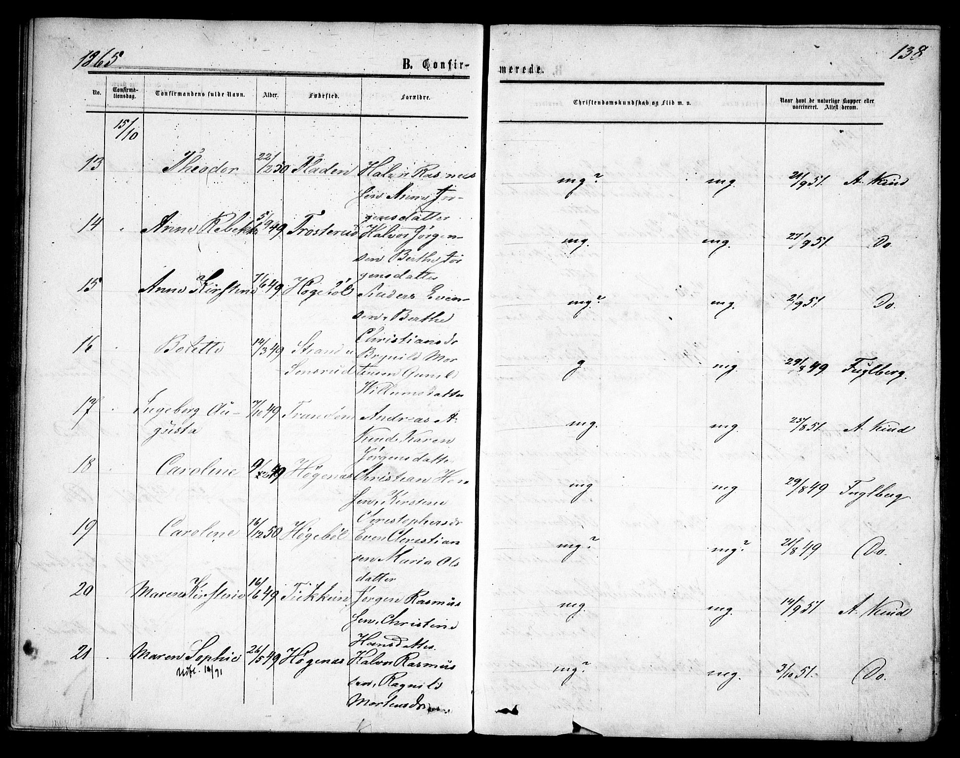 Rødenes prestekontor Kirkebøker, SAO/A-2005/F/Fa/L0007: Parish register (official) no. I 7, 1860-1869, p. 138