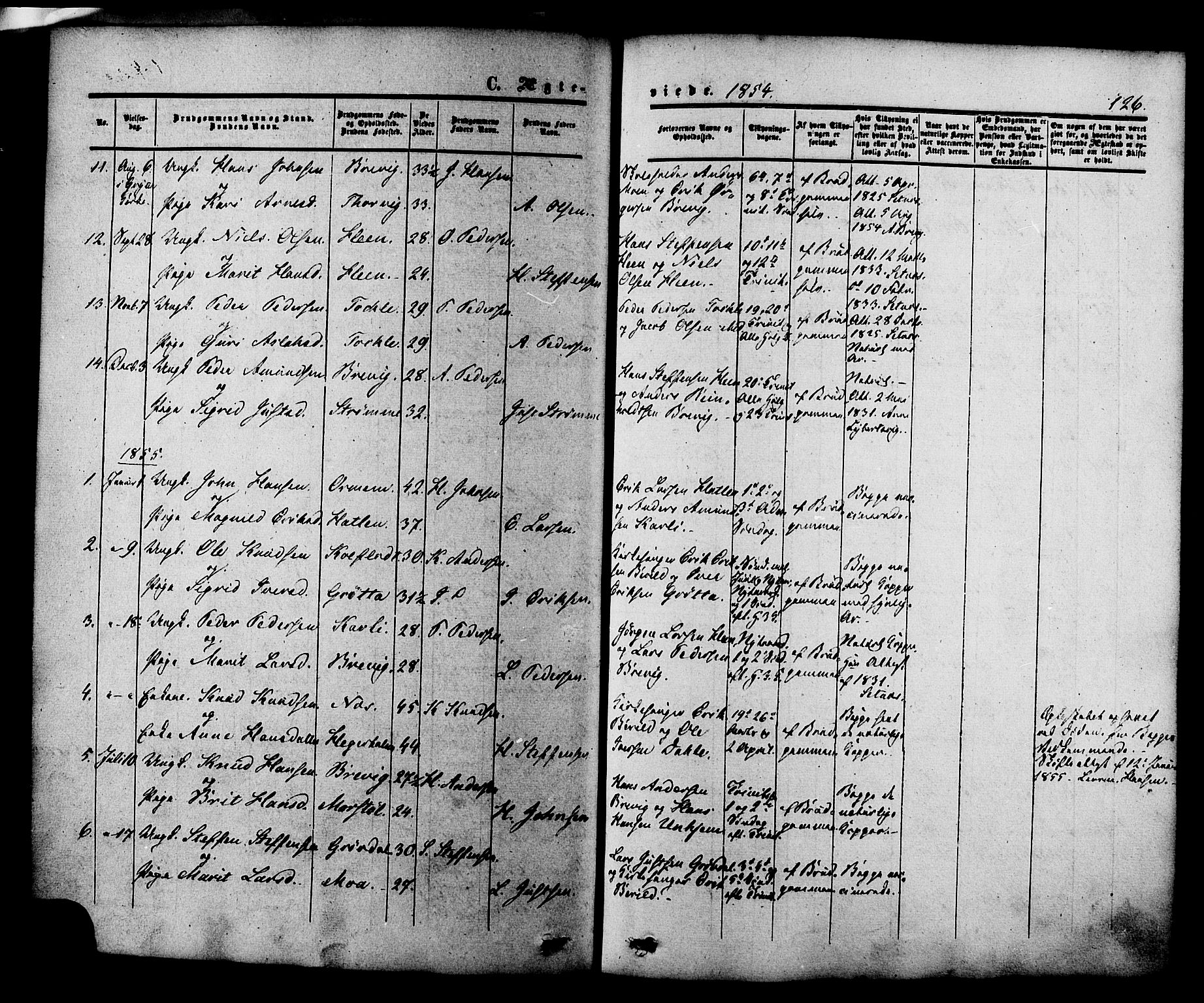 Ministerialprotokoller, klokkerbøker og fødselsregistre - Møre og Romsdal, AV/SAT-A-1454/545/L0586: Parish register (official) no. 545A02, 1854-1877, p. 126