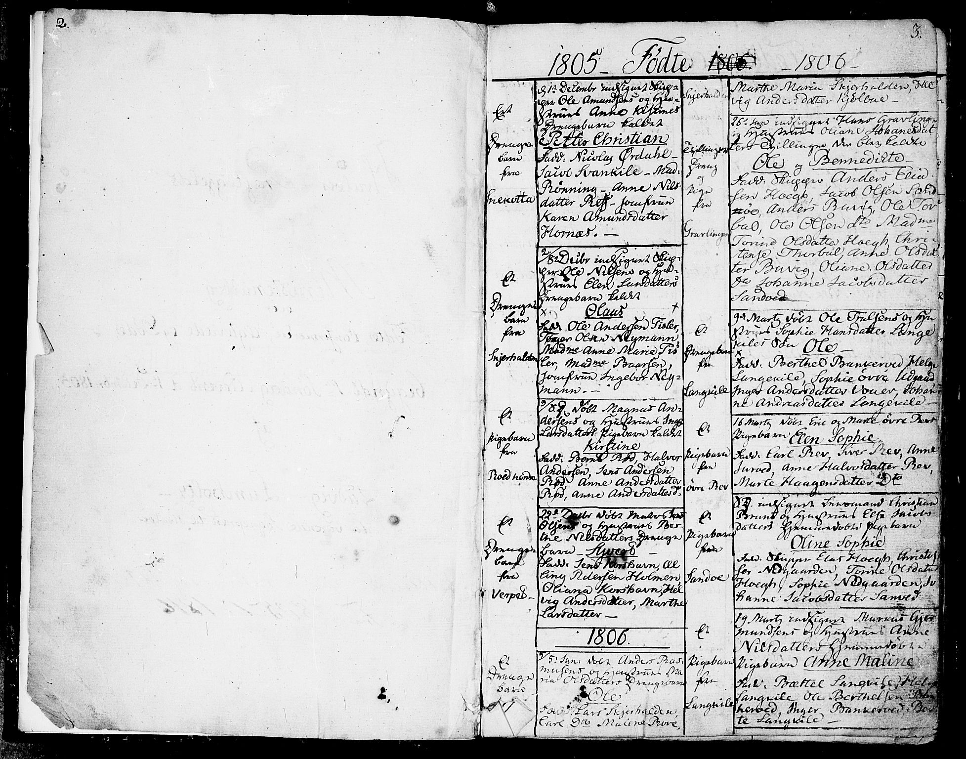Hvaler prestekontor Kirkebøker, SAO/A-2001/F/Fa/L0004: Parish register (official) no. I 4, 1805-1816, p. 2-3