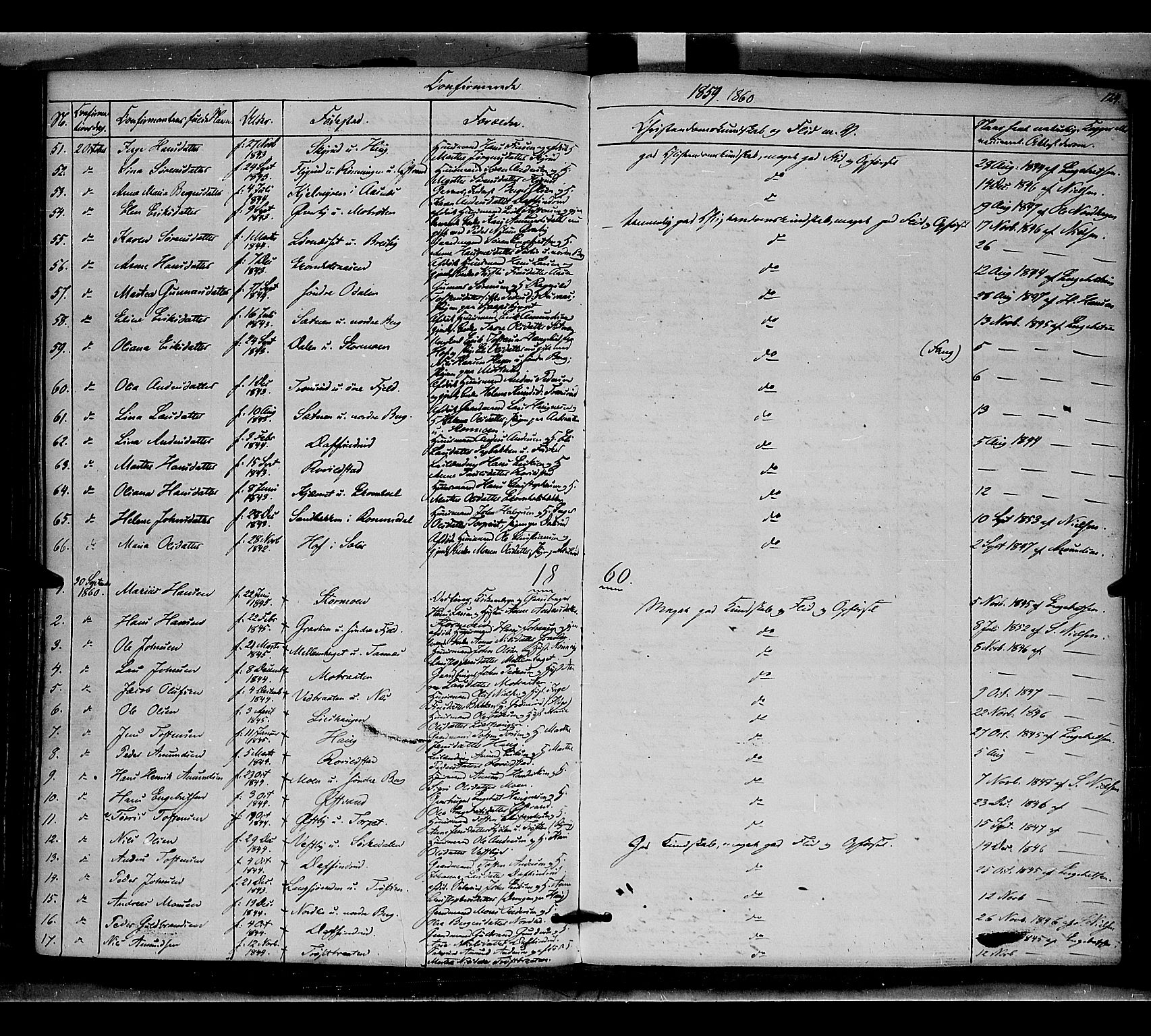 Nord-Odal prestekontor, SAH/PREST-032/H/Ha/Haa/L0003: Parish register (official) no. 3, 1851-1865, p. 124