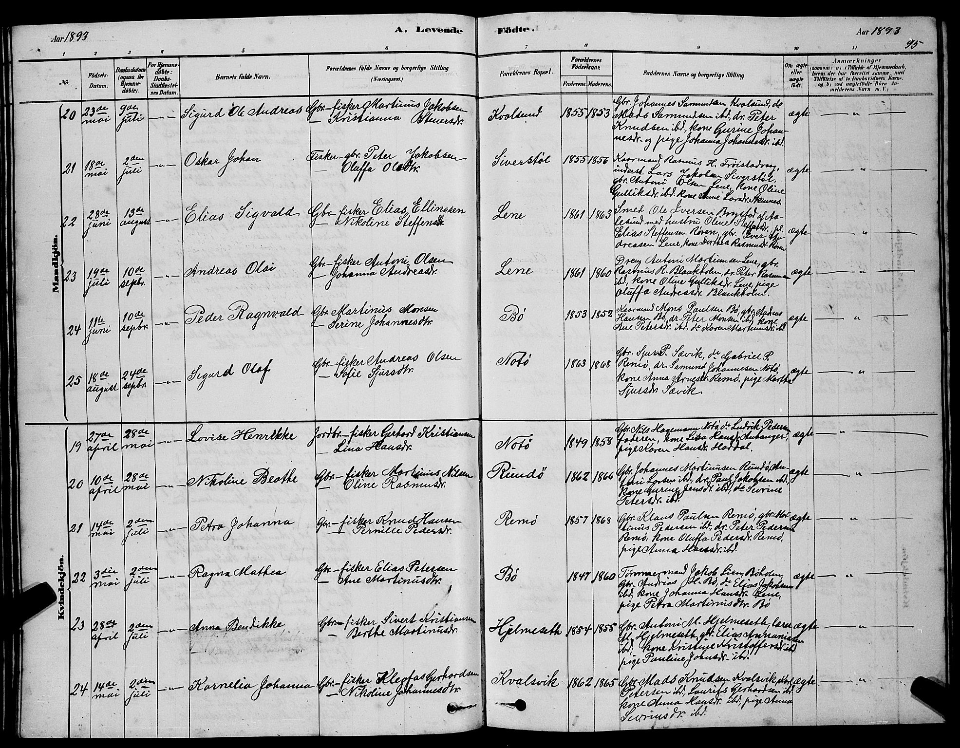 Ministerialprotokoller, klokkerbøker og fødselsregistre - Møre og Romsdal, AV/SAT-A-1454/507/L0081: Parish register (copy) no. 507C04, 1878-1898, p. 95