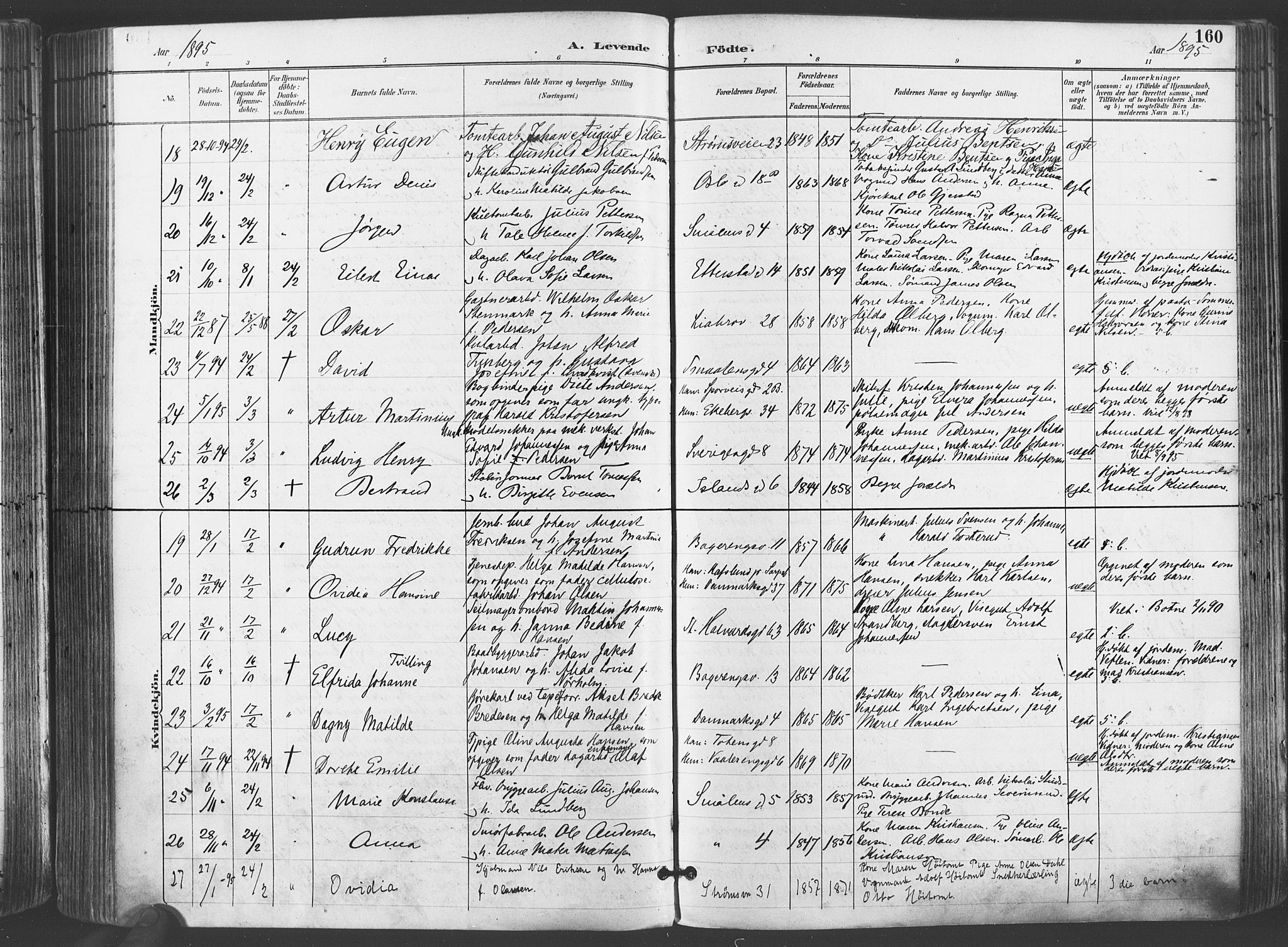 Gamlebyen prestekontor Kirkebøker, SAO/A-10884/F/Fa/L0007: Parish register (official) no. 7, 1889-1899, p. 160