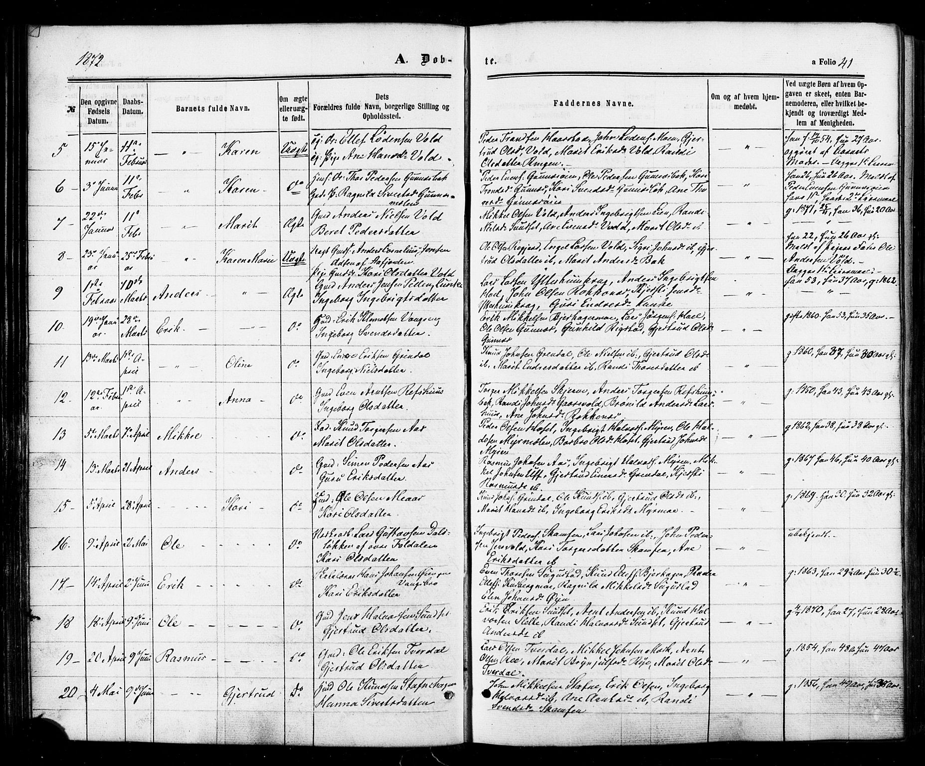 Ministerialprotokoller, klokkerbøker og fødselsregistre - Sør-Trøndelag, SAT/A-1456/674/L0870: Parish register (official) no. 674A02, 1861-1879, p. 41