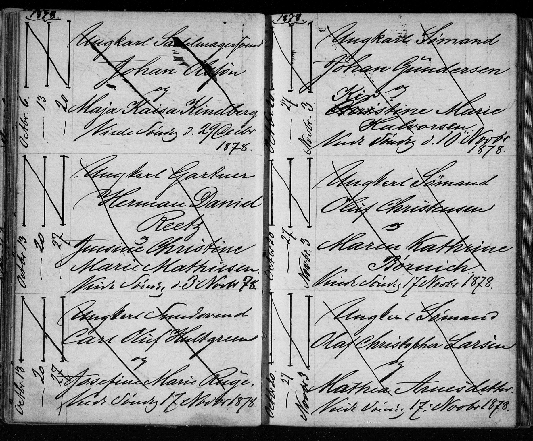 Bragernes kirkebøker, AV/SAKO-A-6/H/Ha/L0006: Banns register no. 6, 1873-1896