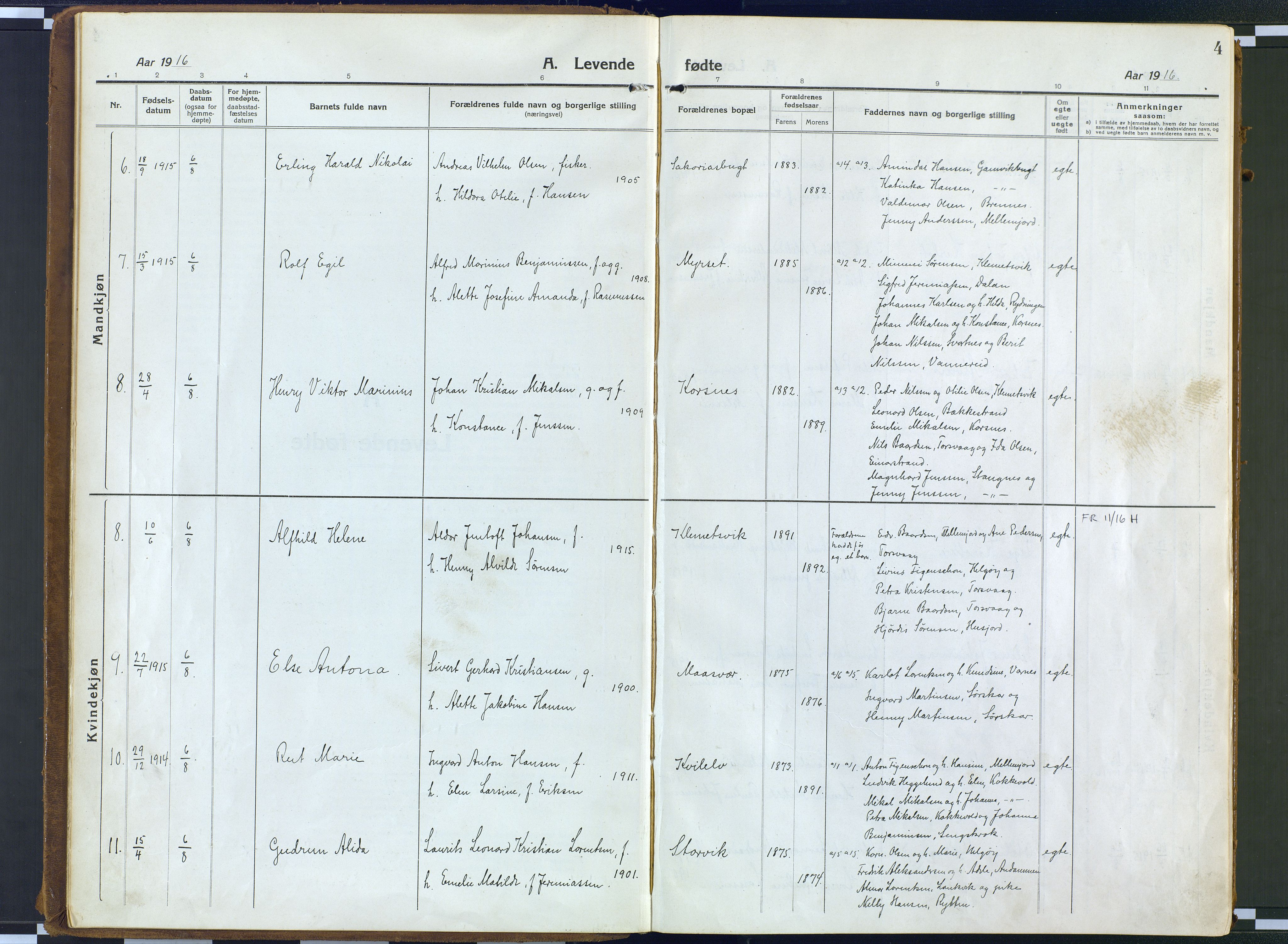 Karlsøy sokneprestembete, AV/SATØ-S-1299/H/Ha/Haa/L0016kirke: Parish register (official) no. 16, 1916-1934, p. 4