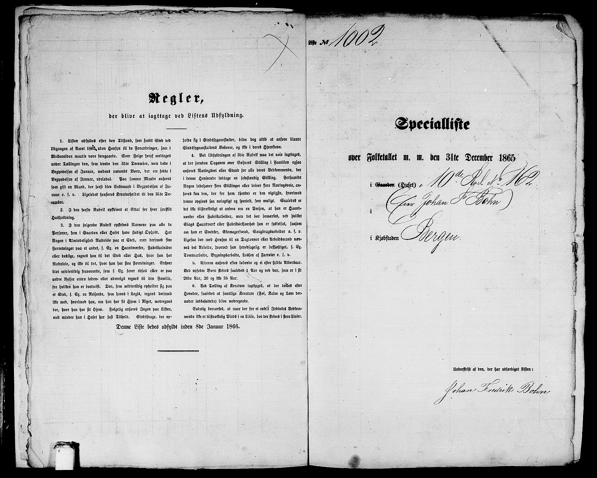 RA, 1865 census for Bergen, 1865, p. 2064