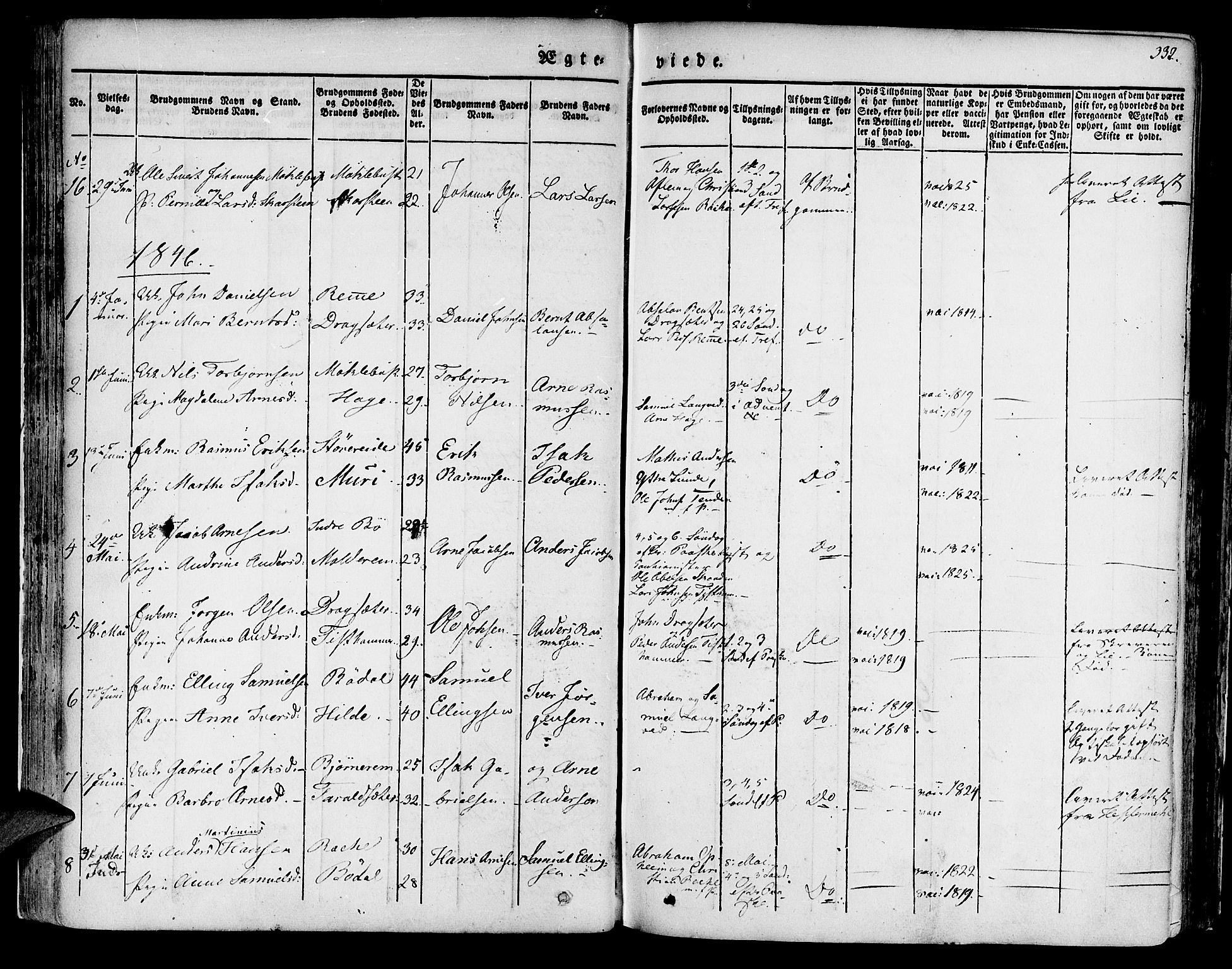 Innvik sokneprestembete, SAB/A-80501: Parish register (official) no. A 4II, 1832-1846, p. 332