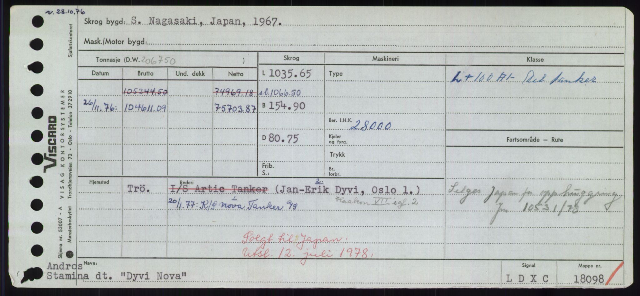 Sjøfartsdirektoratet med forløpere, Skipsmålingen, RA/S-1627/H/Hd/L0008: Fartøy, C-D, p. 741