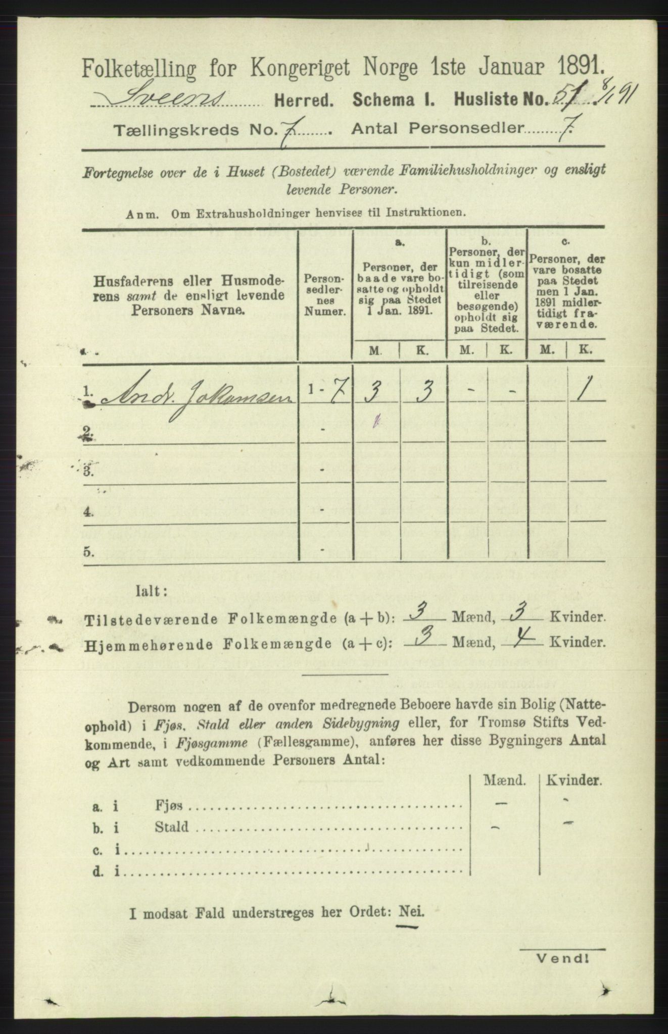 RA, 1891 census for 1216 Sveio, 1891, p. 1969