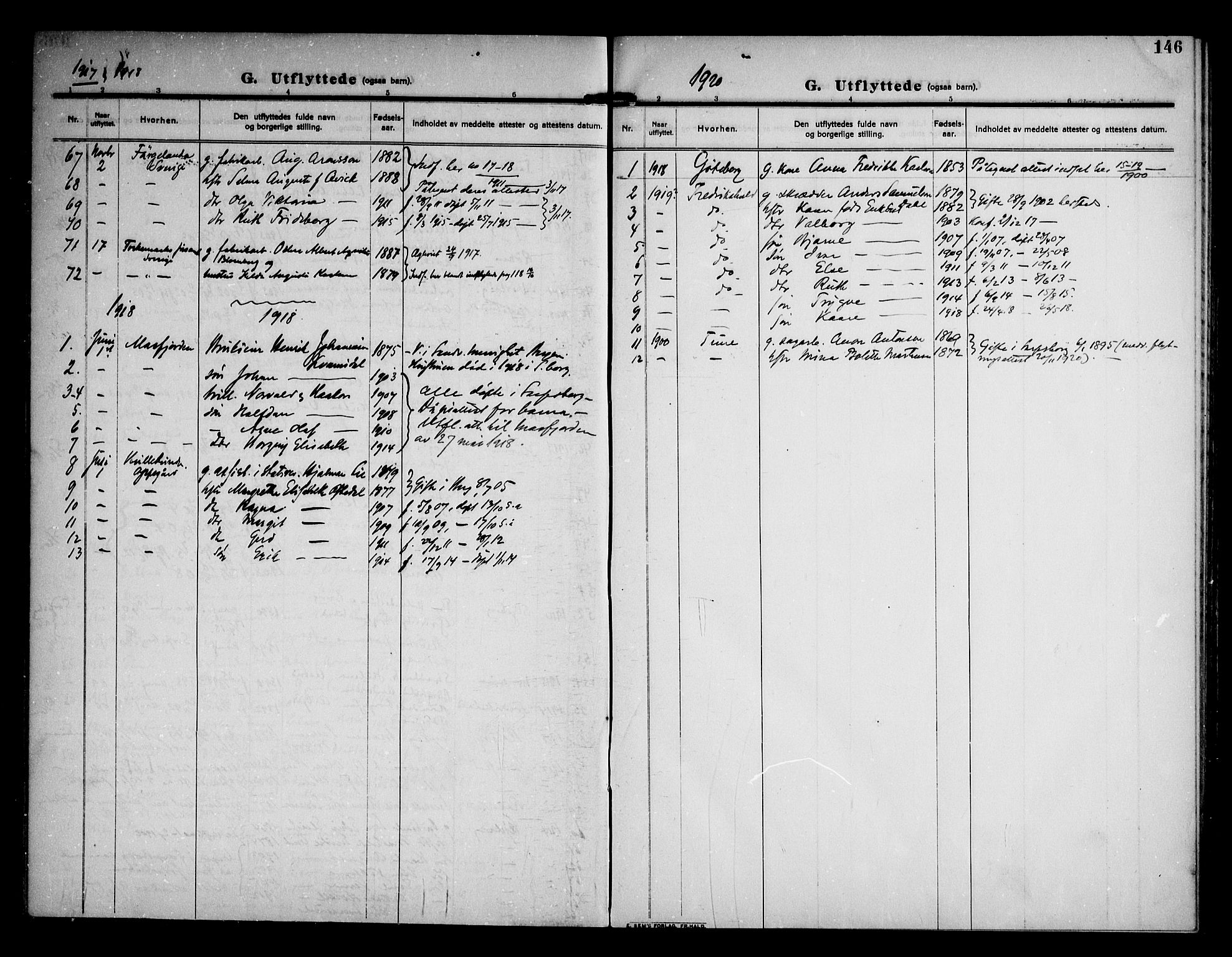 Sarpsborg prestekontor Kirkebøker, AV/SAO-A-2006/F/Fa/L0007: Parish register (official) no. 7, 1910-1918, p. 146