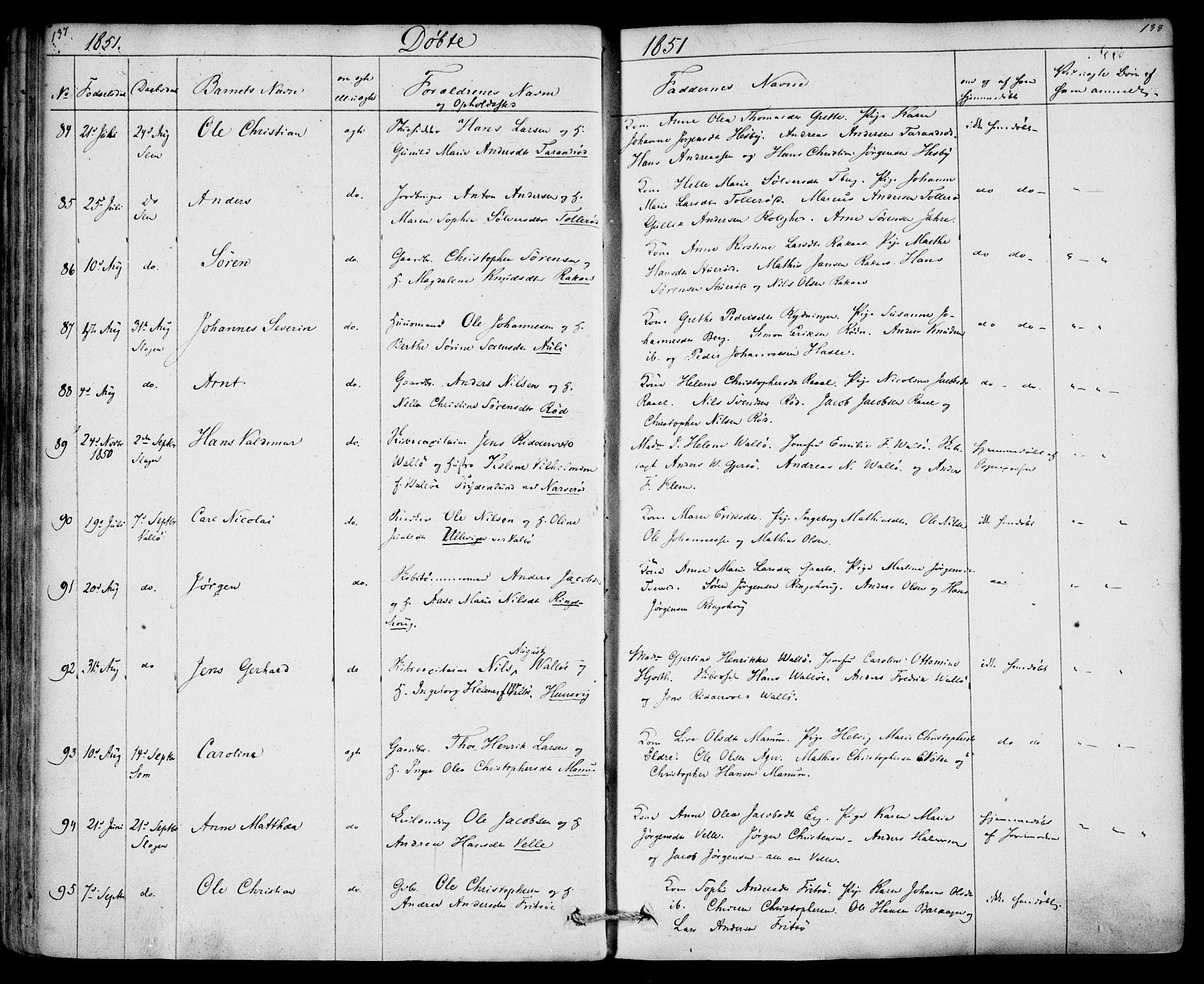 Sem kirkebøker, AV/SAKO-A-5/F/Fa/L0006: Parish register (official) no. I 6, 1843-1855, p. 137-138