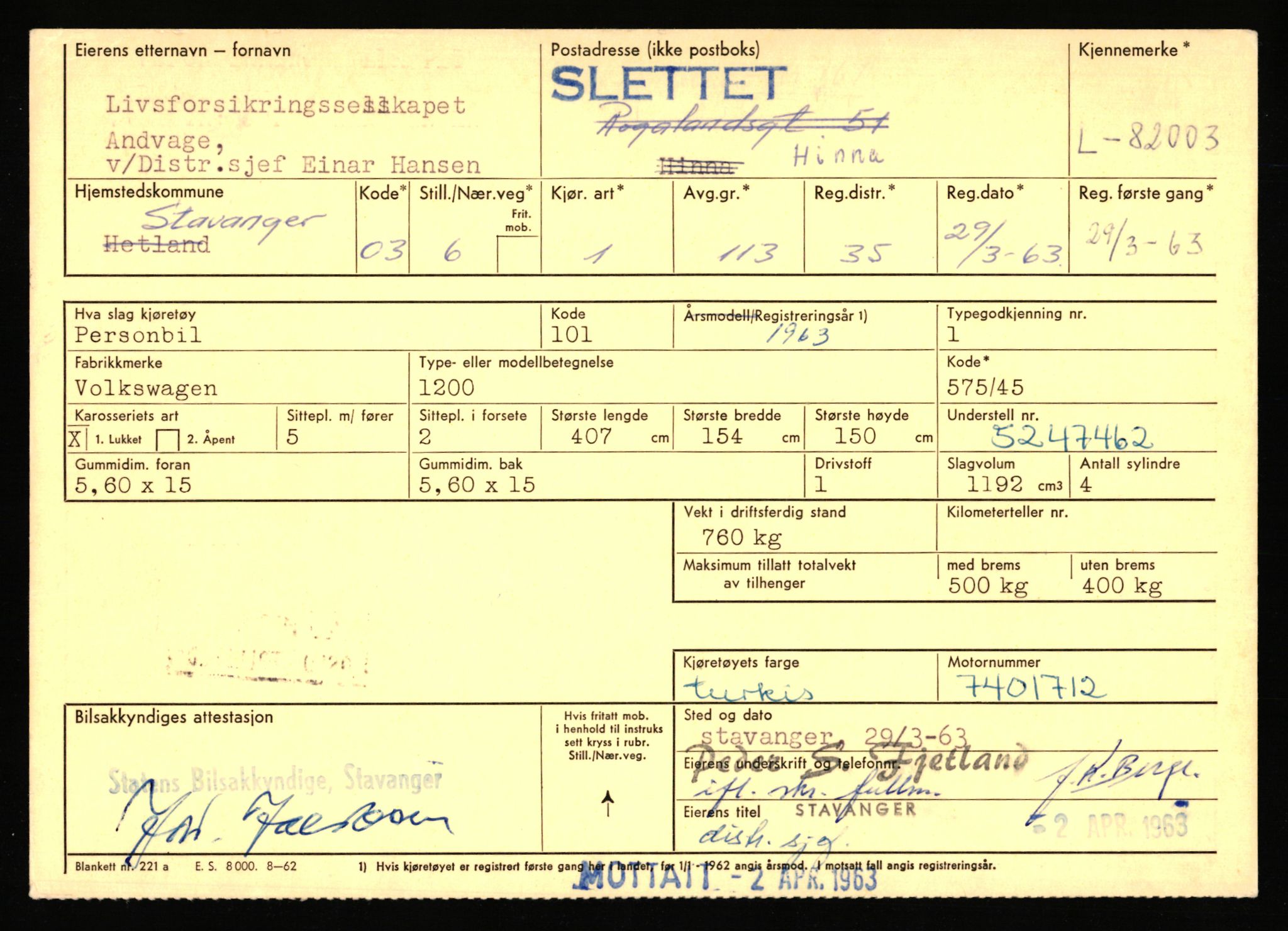 Stavanger trafikkstasjon, AV/SAST-A-101942/0/F/L0071: L-80500 - L-82199, 1930-1971, p. 2455