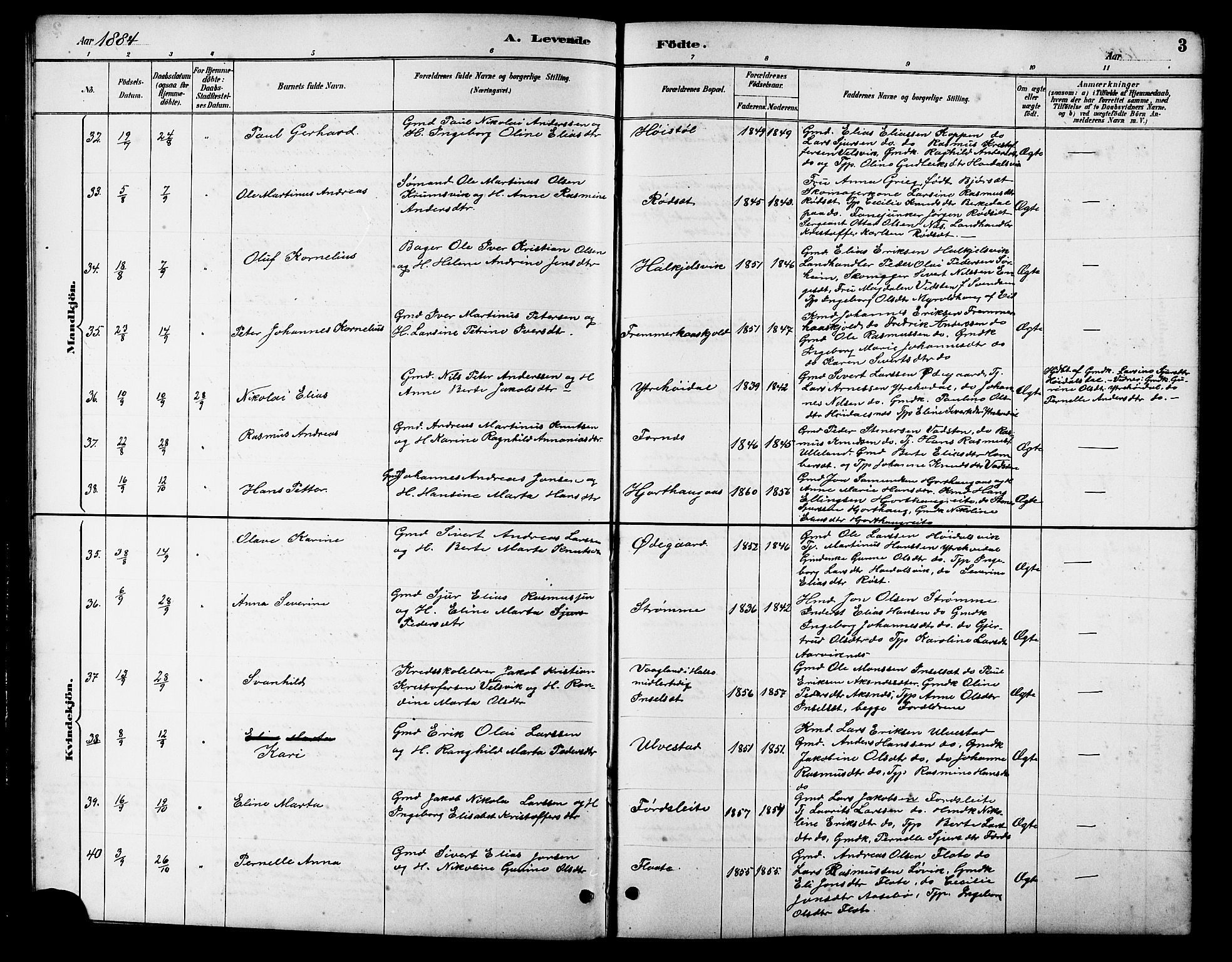 Ministerialprotokoller, klokkerbøker og fødselsregistre - Møre og Romsdal, AV/SAT-A-1454/511/L0158: Parish register (copy) no. 511C04, 1884-1903, p. 3