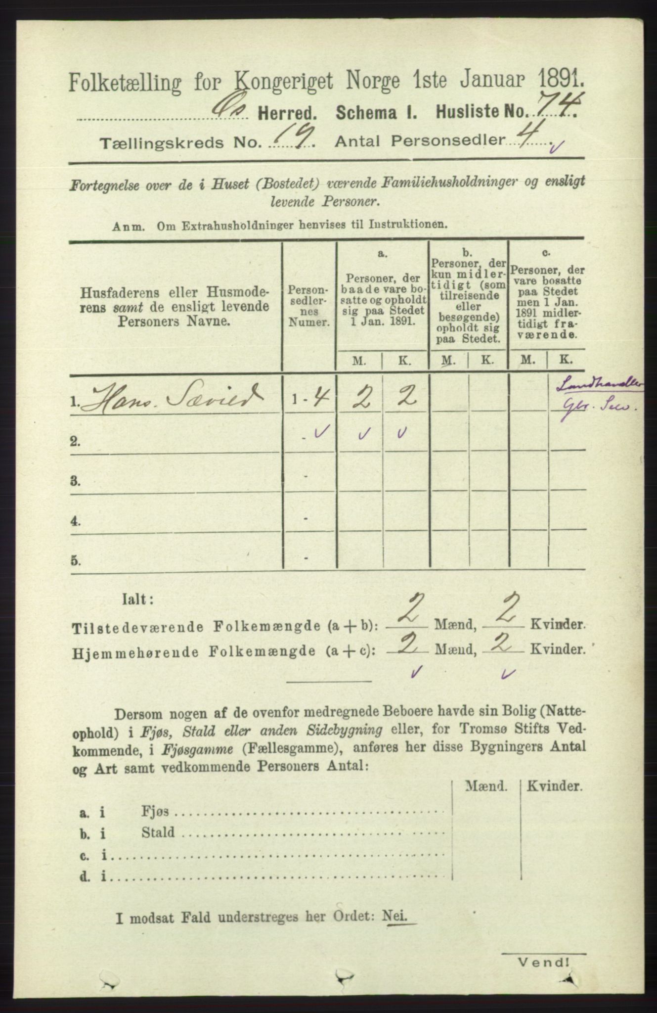 RA, 1891 census for 1243 Os, 1891, p. 4192