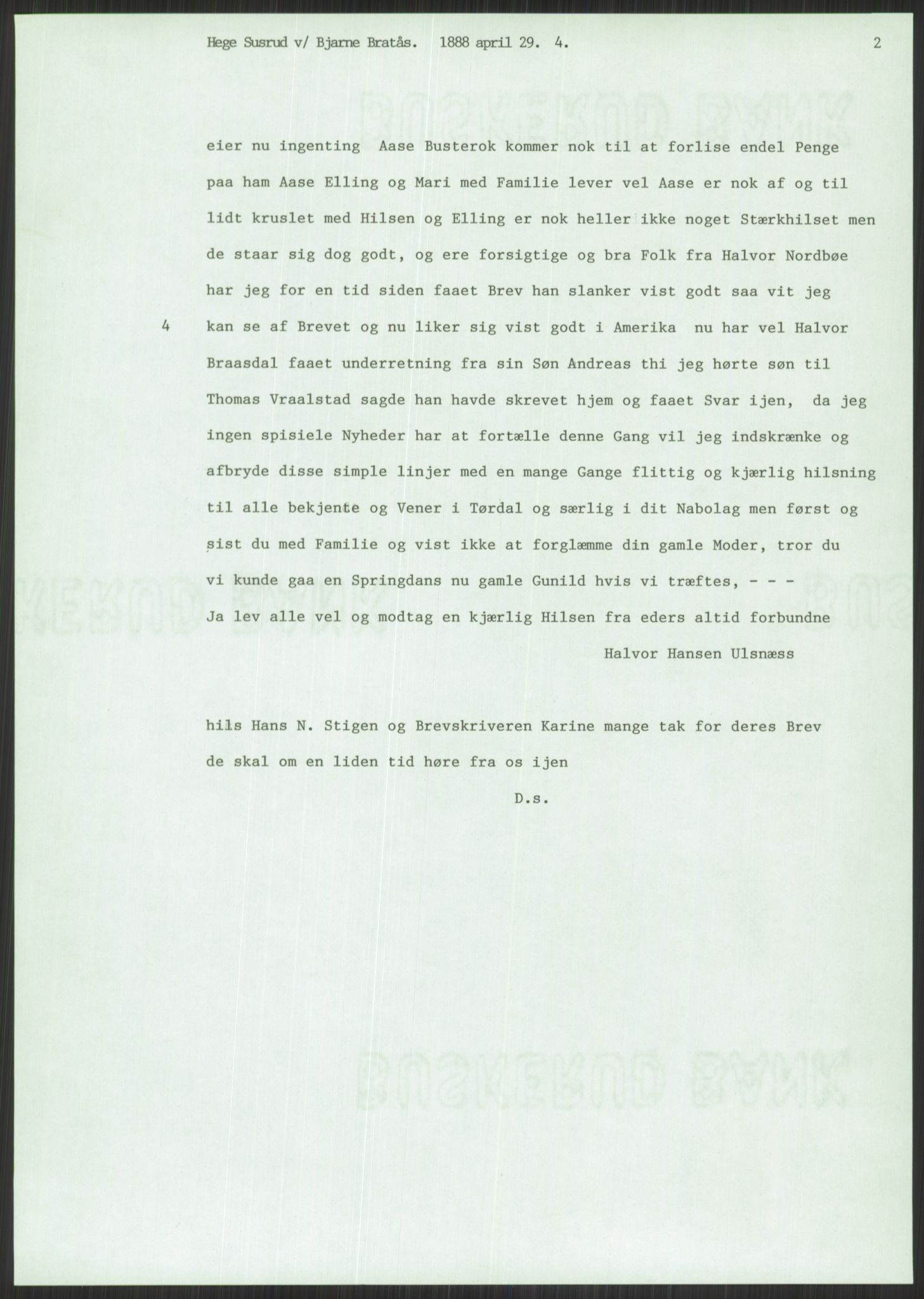 Samlinger til kildeutgivelse, Amerikabrevene, AV/RA-EA-4057/F/L0022: Innlån fra Vestfold. Innlån fra Telemark: Bratås - Duus, 1838-1914, p. 81