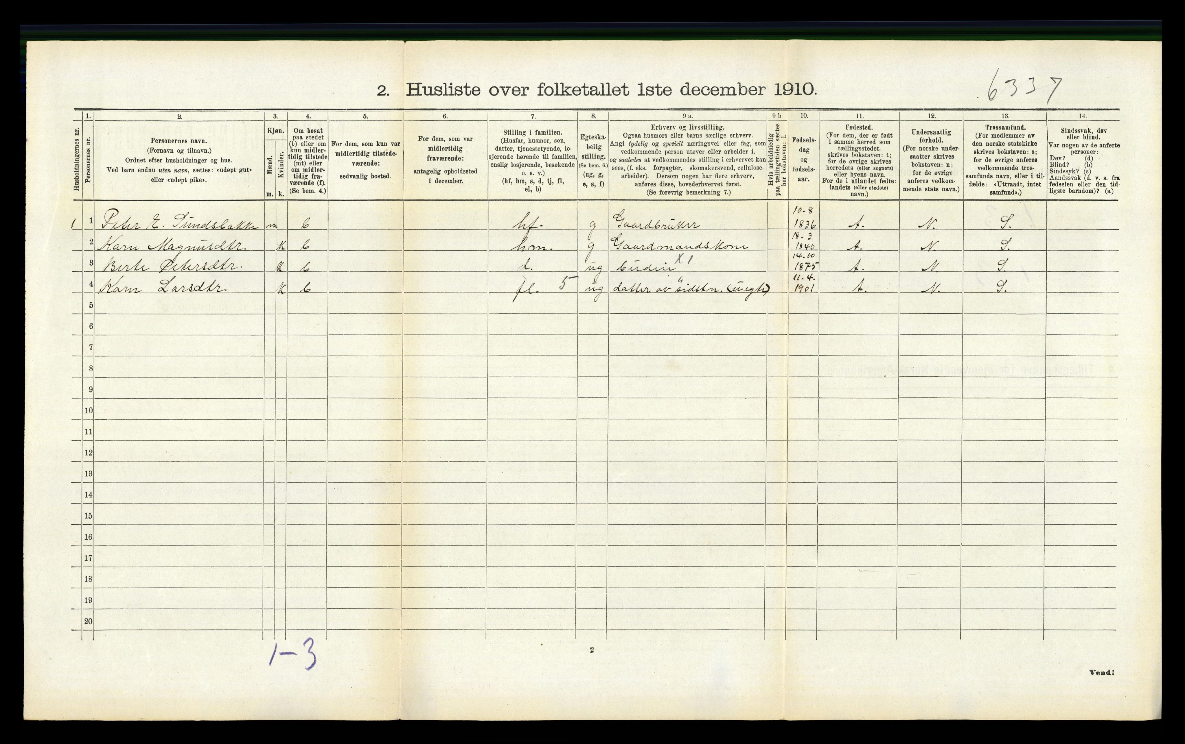 RA, 1910 census for Skodje, 1910, p. 536