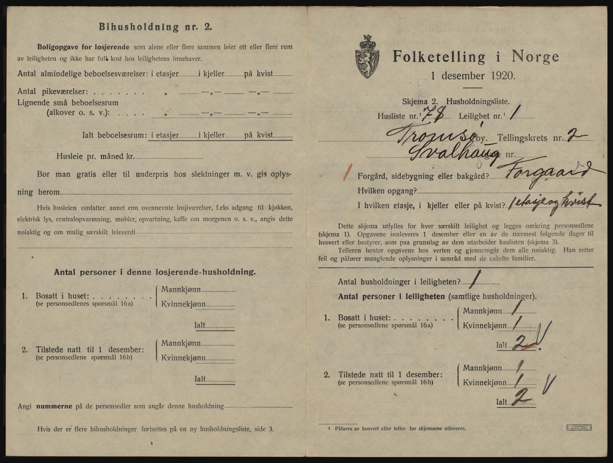 SATØ, 1920 census for Tromsø, 1920, p. 3039