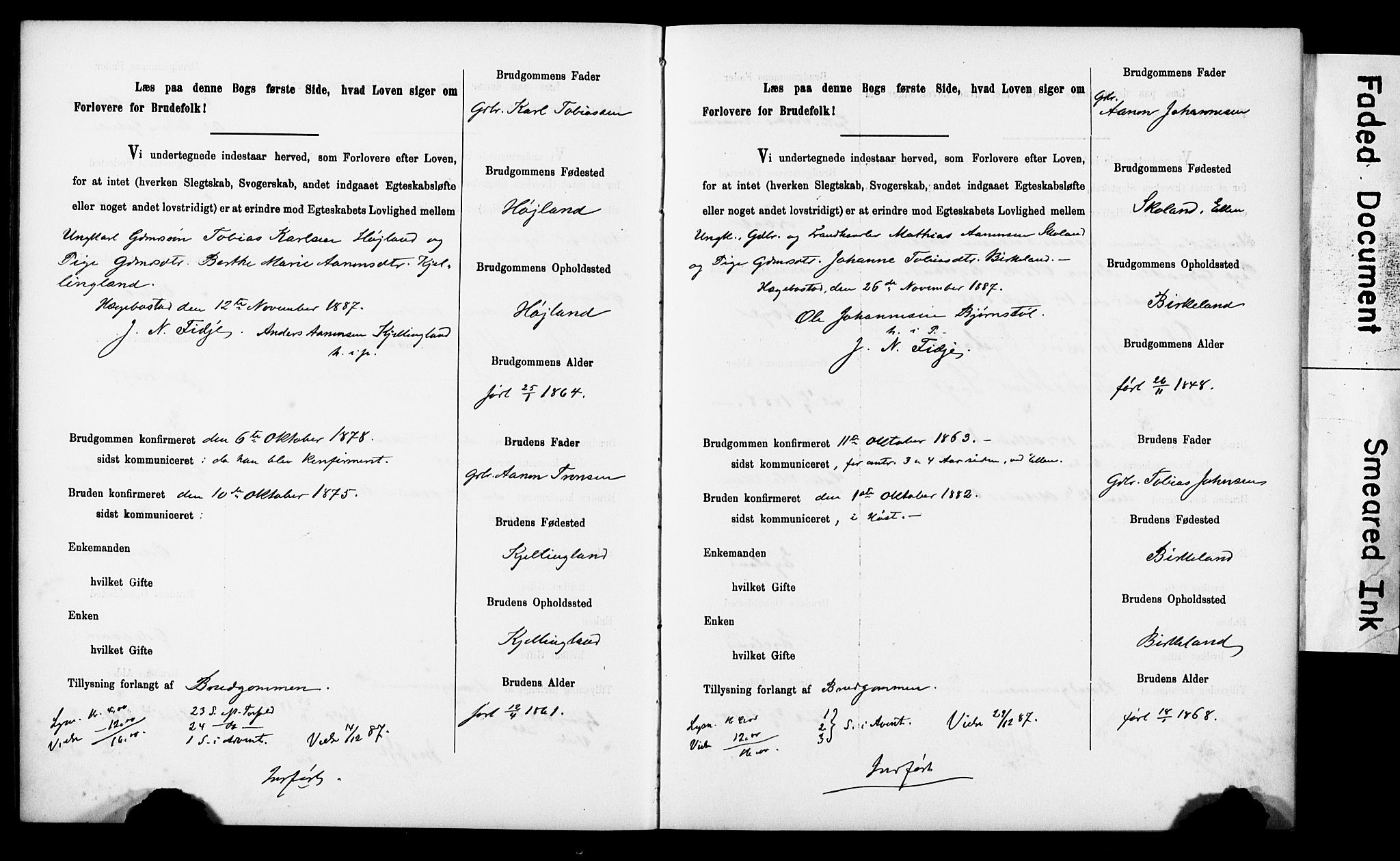 Tysvær sokneprestkontor, AV/SAST-A -101864/I/Ie/L0001: Banns register no. IX, 1886-1901