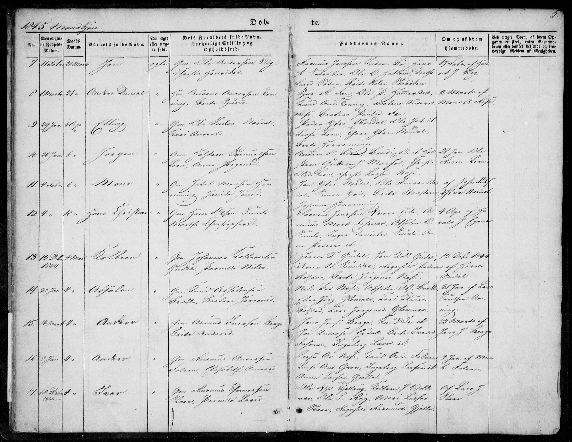 Stryn Sokneprestembete, SAB/A-82501: Parish register (official) no. A 2, 1844-1861, p. 5