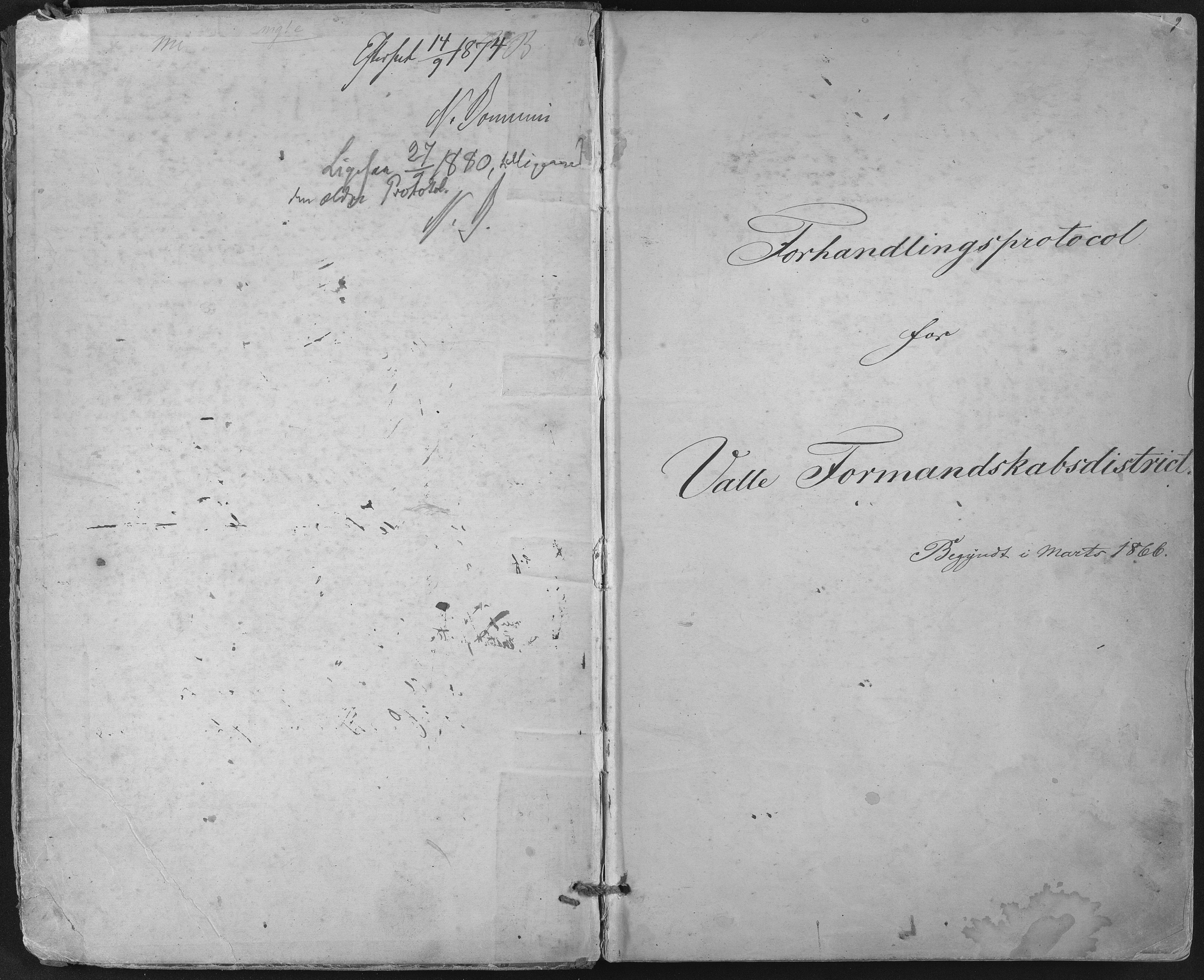 Valle kommune, AAKS/KA0940-PK/01/L0002: Møtebok for formannskapet, 1866-1880, p. 1