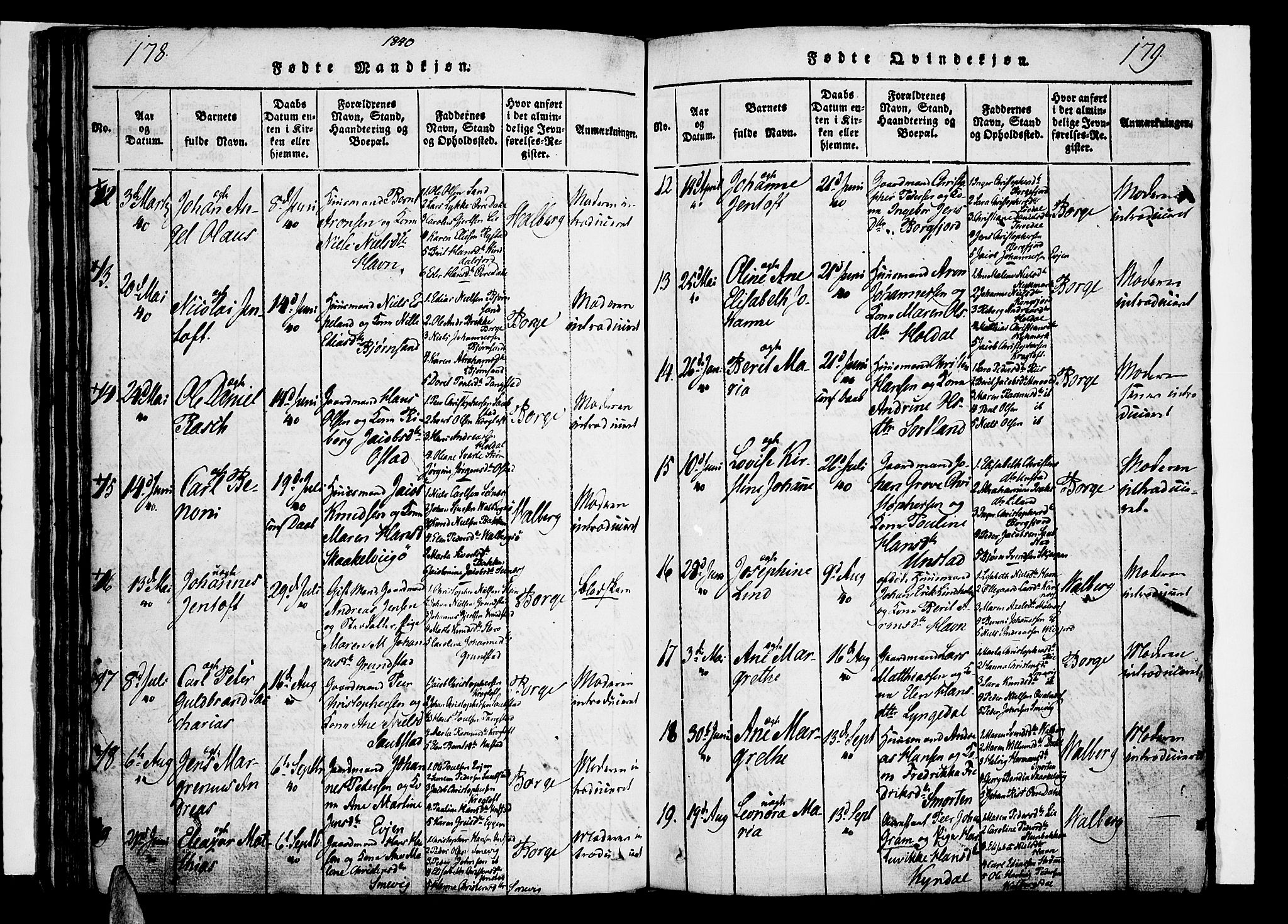 Ministerialprotokoller, klokkerbøker og fødselsregistre - Nordland, SAT/A-1459/880/L1130: Parish register (official) no. 880A04, 1821-1843, p. 178-179